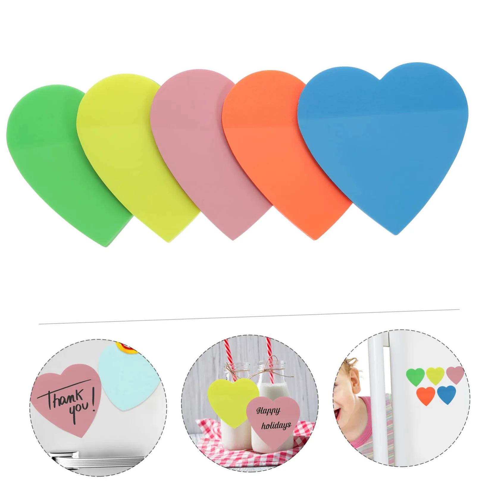 Operitacx 4pezzi Foglietti Adesivi Autoadesivi Colorati Pet Trasparente Da Forma Di Cuore Per Ufficio e Scuola Perfetti Per Annotazioni e Promemoria Senza Tracce