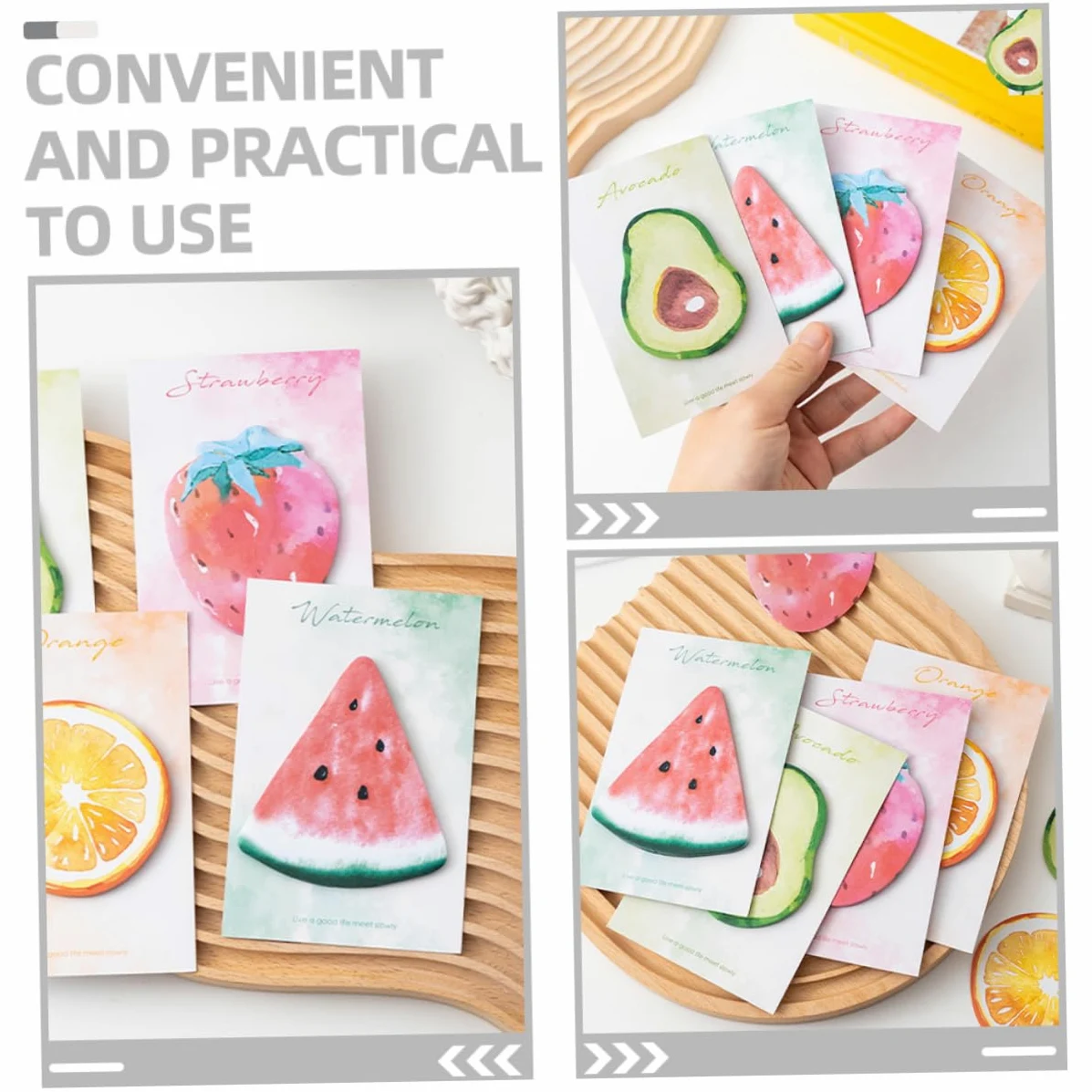NUOBESTY 4pezzi Note Adesivi Note Pads Per Include Angurie e Avocado Per Pratici e Riposizionabili
