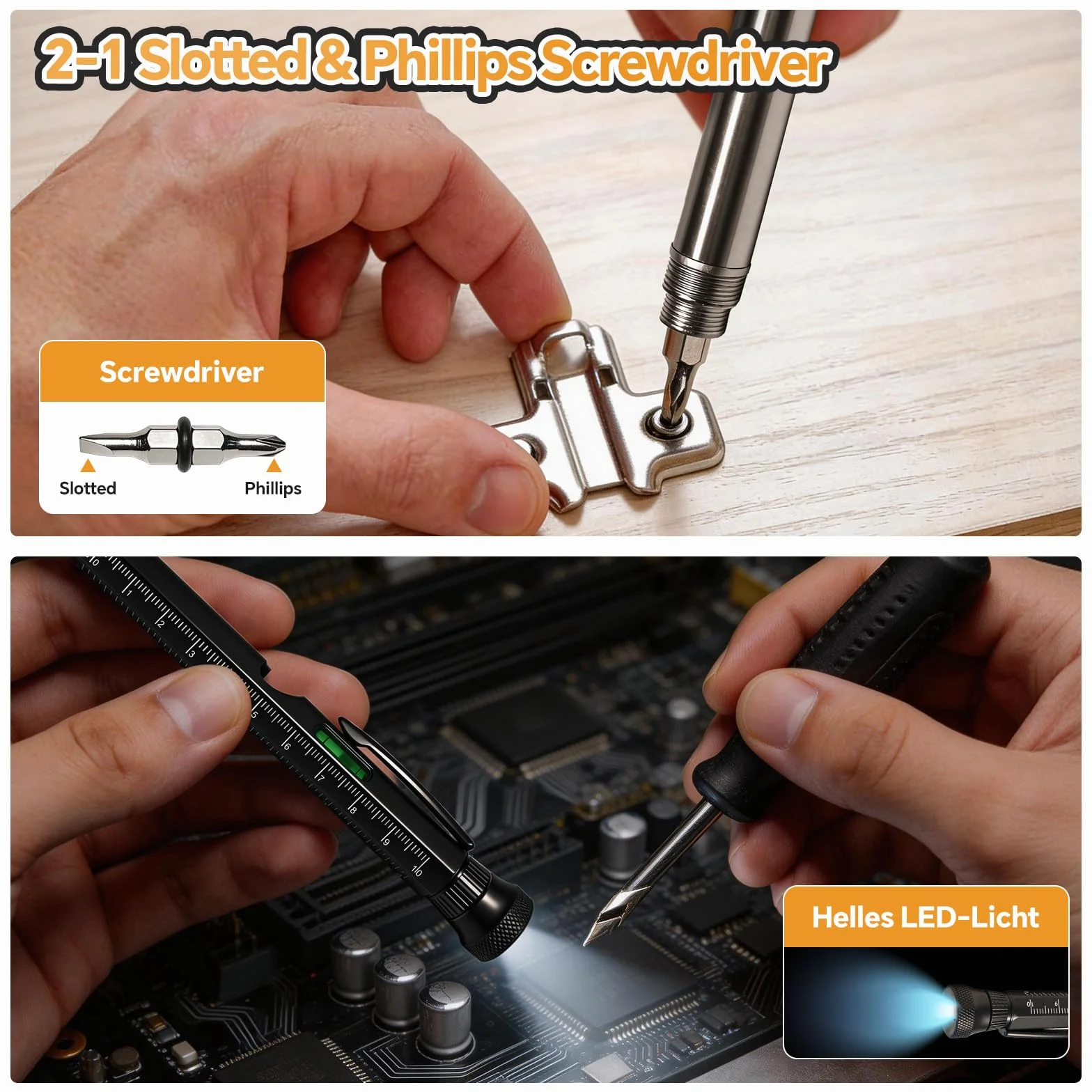Penna Multifunzione 12 in 1 Gadget Uomo, Strumento Fidget Antistress