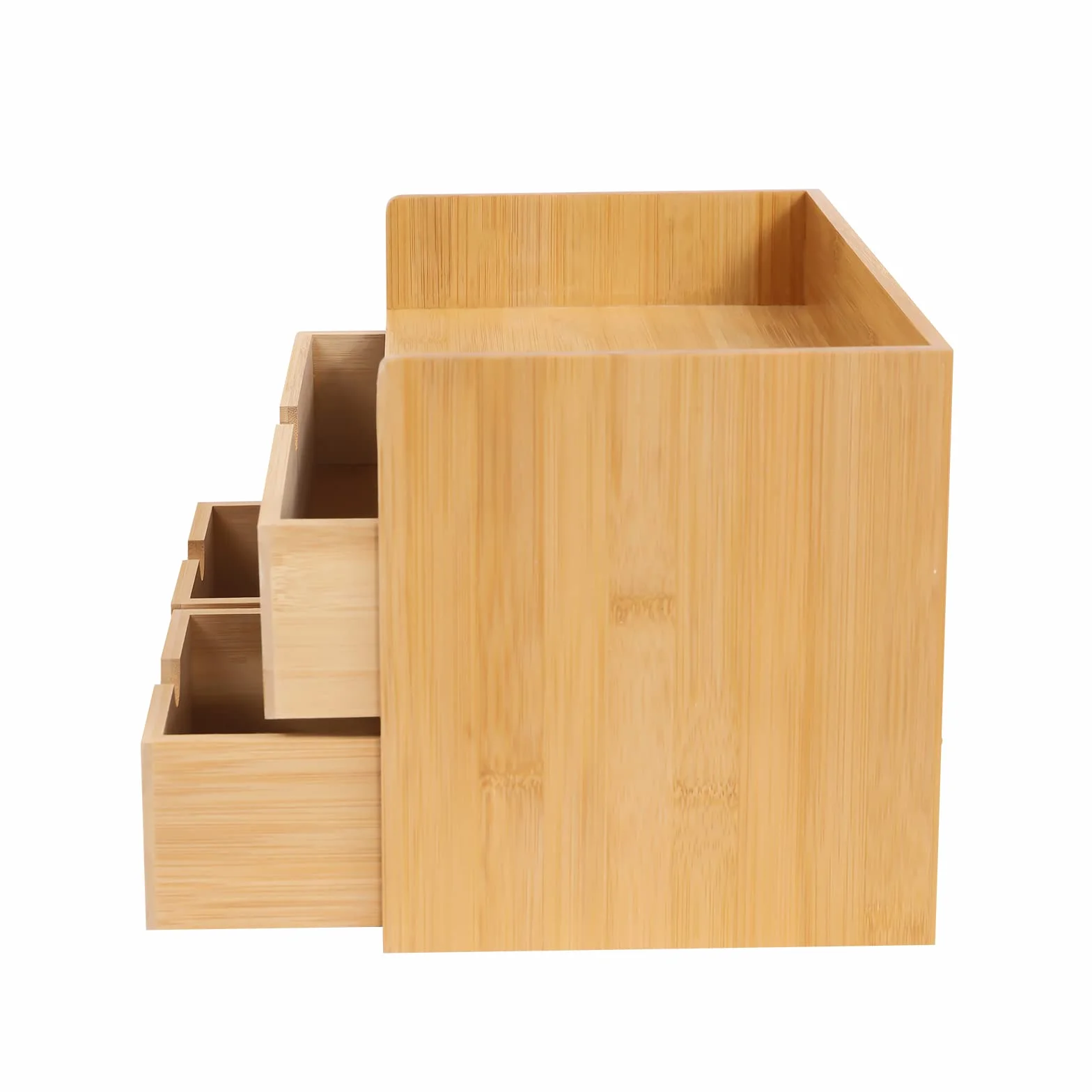 Organizer da scrivania con cassetti, cassetto in bambù, mini cassettiera con 3 cassetti, per ufficio, soggiorno e camera da letto, design unico