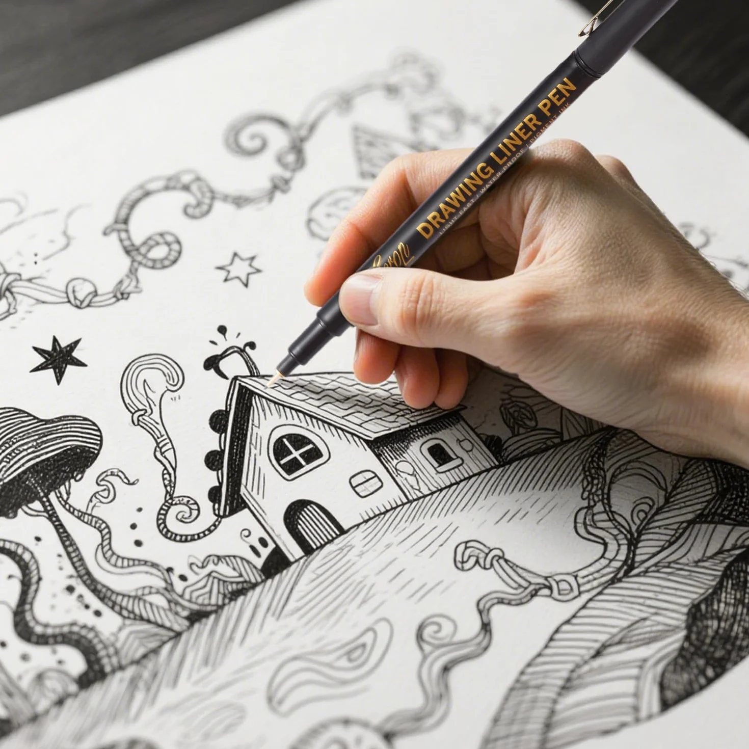 Penne Liner Sottili Impermeabili Set da 12 per Artisti Disegno Schizzo Tecnico