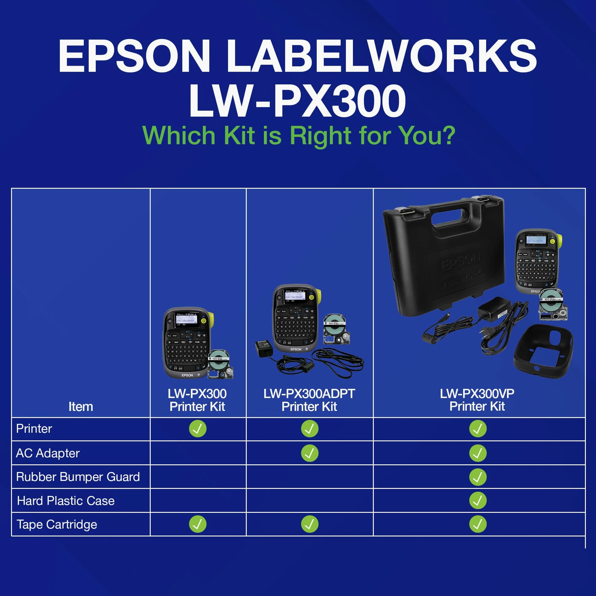 LABELWORKS Epson LW-PX300 Etichettatrice industriale per ufficio, compatibile con adesivi, magneti e tubi termoretraibili, design portatile, etichettatrice e nastro