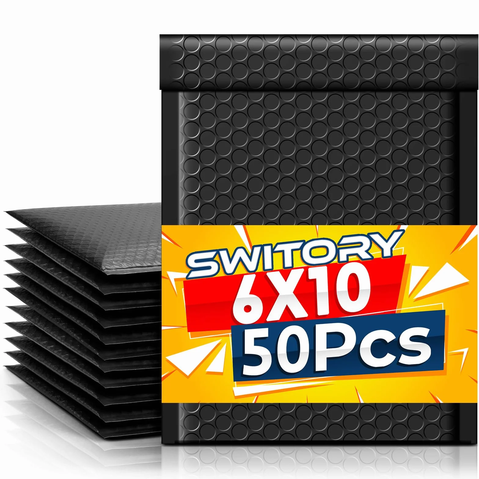 Switory 50 pezzi A5 15,3 cm x 26,9 cm Poly Bubble Mailer Buste imbottite autosigillanti Nero