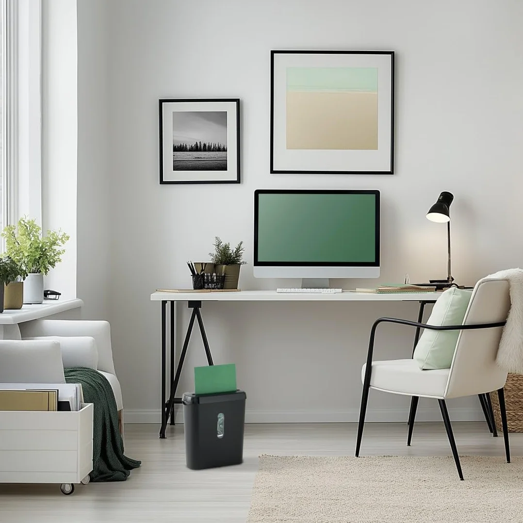Hama Frantoio di carta Classic S61, fino a 6 fogli A4 a Volta, Distruttore di documenti e carte di plastica, lame acciai per graffette, cestino 8L, sicurezza P2 T2 E2, nero