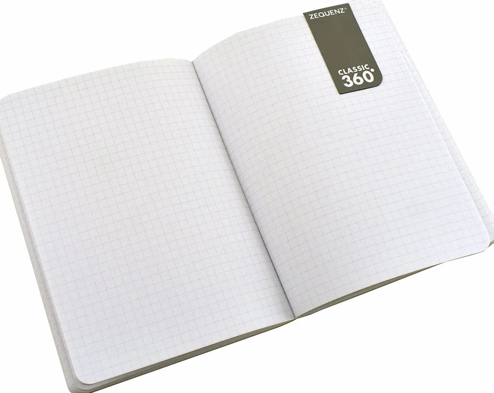Classic 360 - Quaderno con copertina morbida, formato piccolo, 10,2 x 14,0 cm, 200 fogli, 400 pagine, a quadretti, motivo a griglia, carta grafico premium (nero)