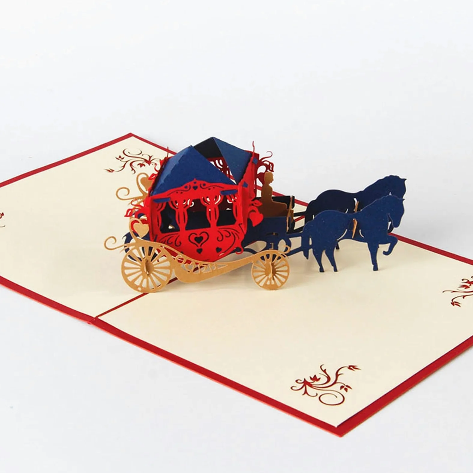 Biglietti d' auguri Biglietti augurali 3D taglio laser taglio fatto a mano intaglio cavallo carrello carta invito biglietti d' auguri cartolina cartolina cartolina San Valentino regalo anniversario d