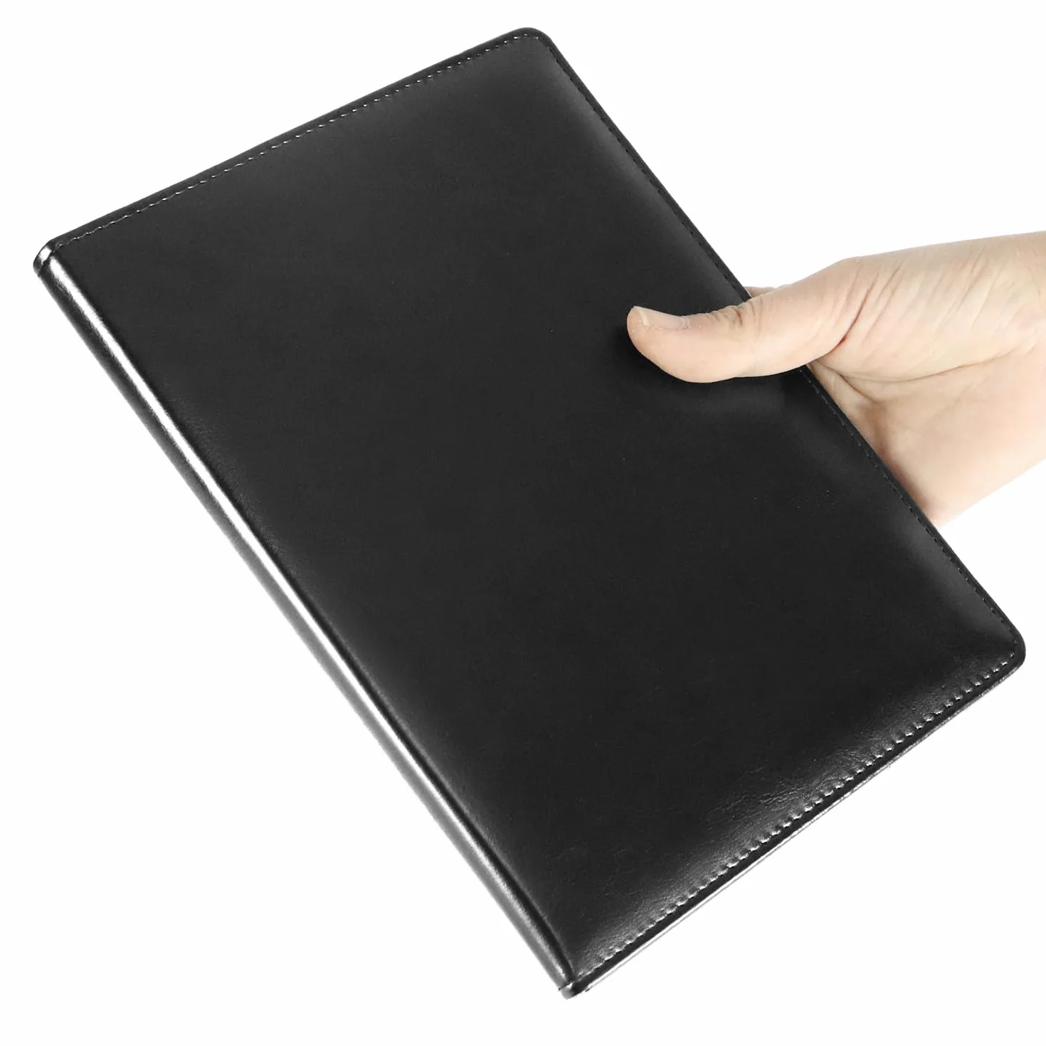 QWORK Portablocco A5 con Copertina, Cartella Porta Documenti Nero