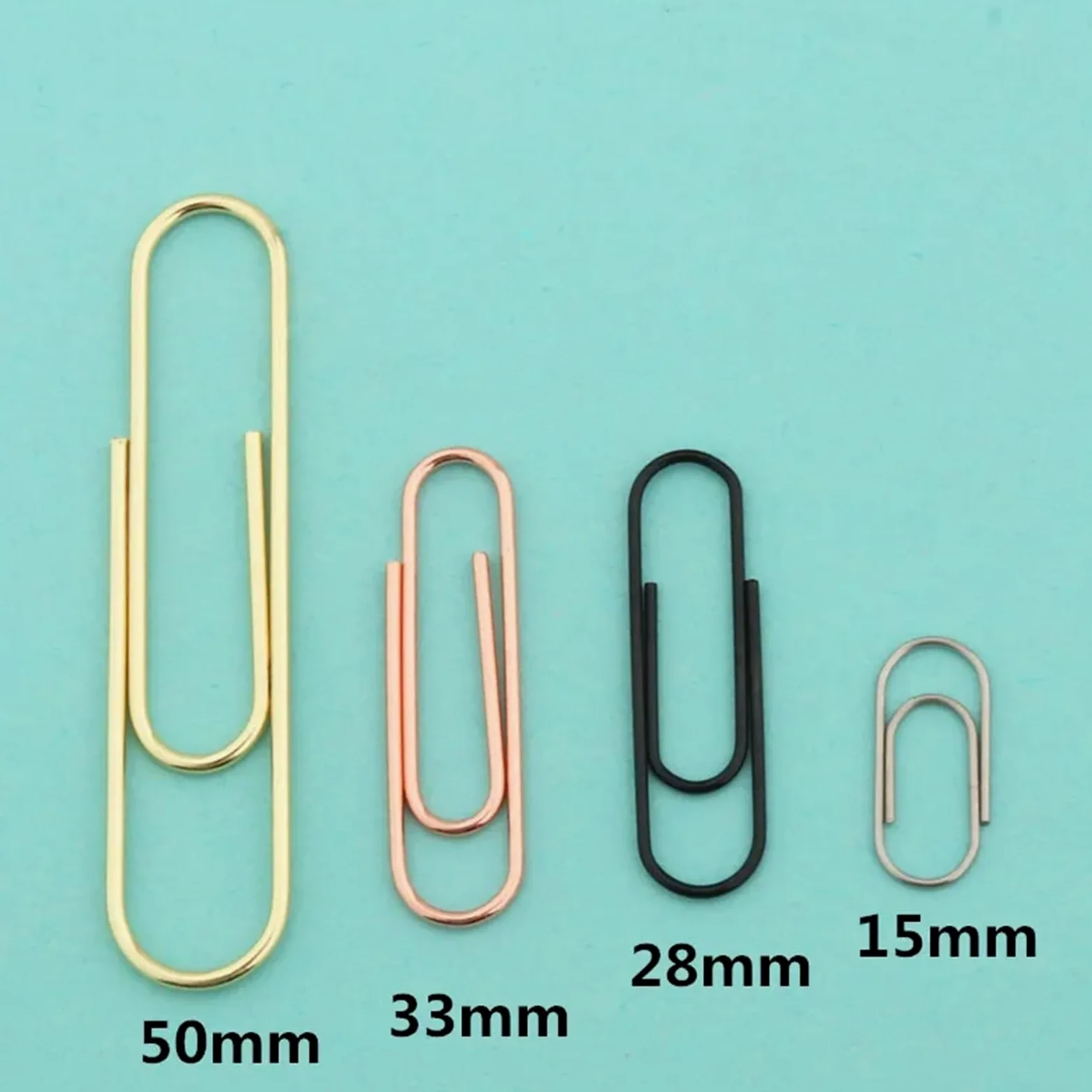 Fermagli di Carta 10Pcs 15/28/33/50mm Notebook Memo Pad Bookmark Binder Paperclips Accessories Paper Clips Binding Supplies Student Office Stationary(Golden -50mm)