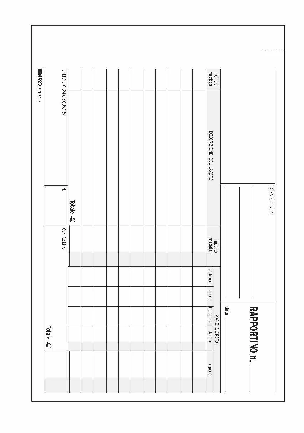 EDIPRO E5182A Blocco rapportino di lavoro 50x2 autoricalcante 14,8x22