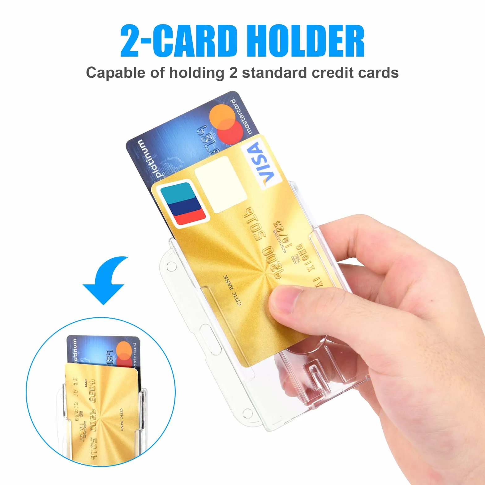 Vicloon Porta Badge 2Pcs Plastica Rigida Trasparente Porta Carte di Credito con Slot per Pollice