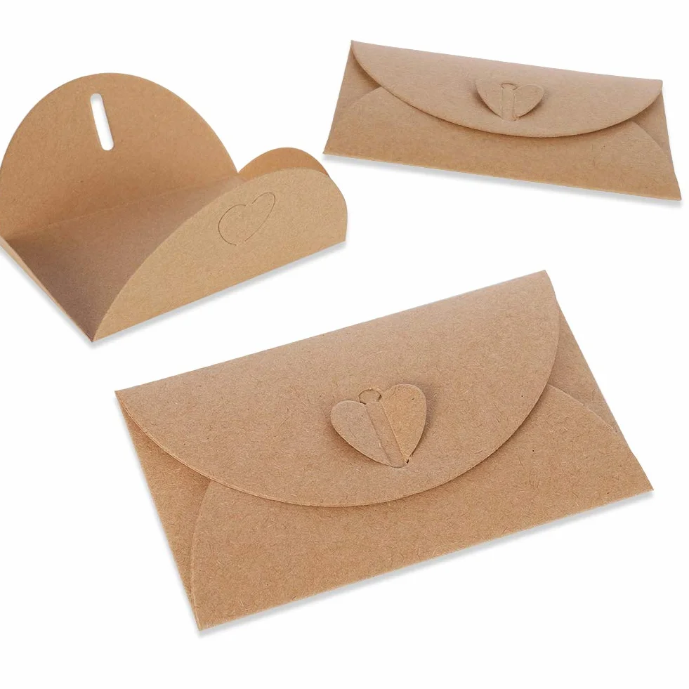 Buste in carta kraft con chiusura a cuore 100 pezzi per auguri di Natale