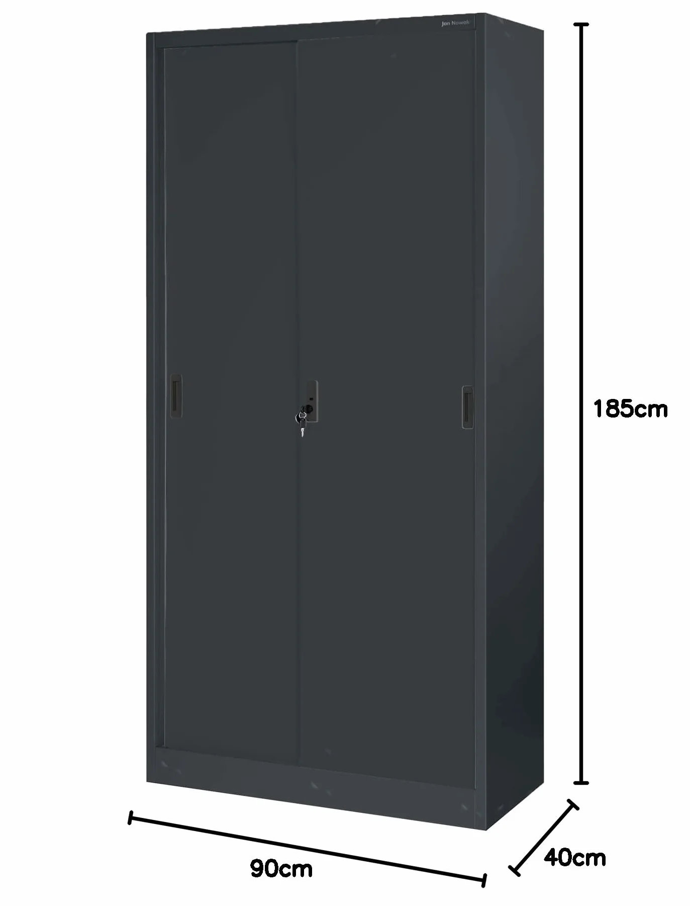 Jan Nowak Armadio per ufficio Archivio con Ante Scorrevoli Metallo 4 Ripiani Verniciatura a Polvere Bloccabile 185 cm x 90 cm x 40 cm (Antracite)
