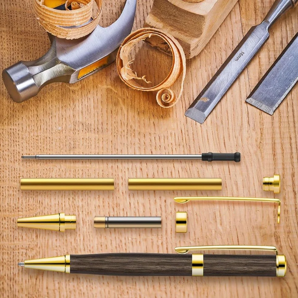 20pcs 7mm Set di Penne Slim con Ricariche, Kit di Penne Rotanti In Legno per Fai da Te In Rame, Amici, Insegnanti e Studenti B
