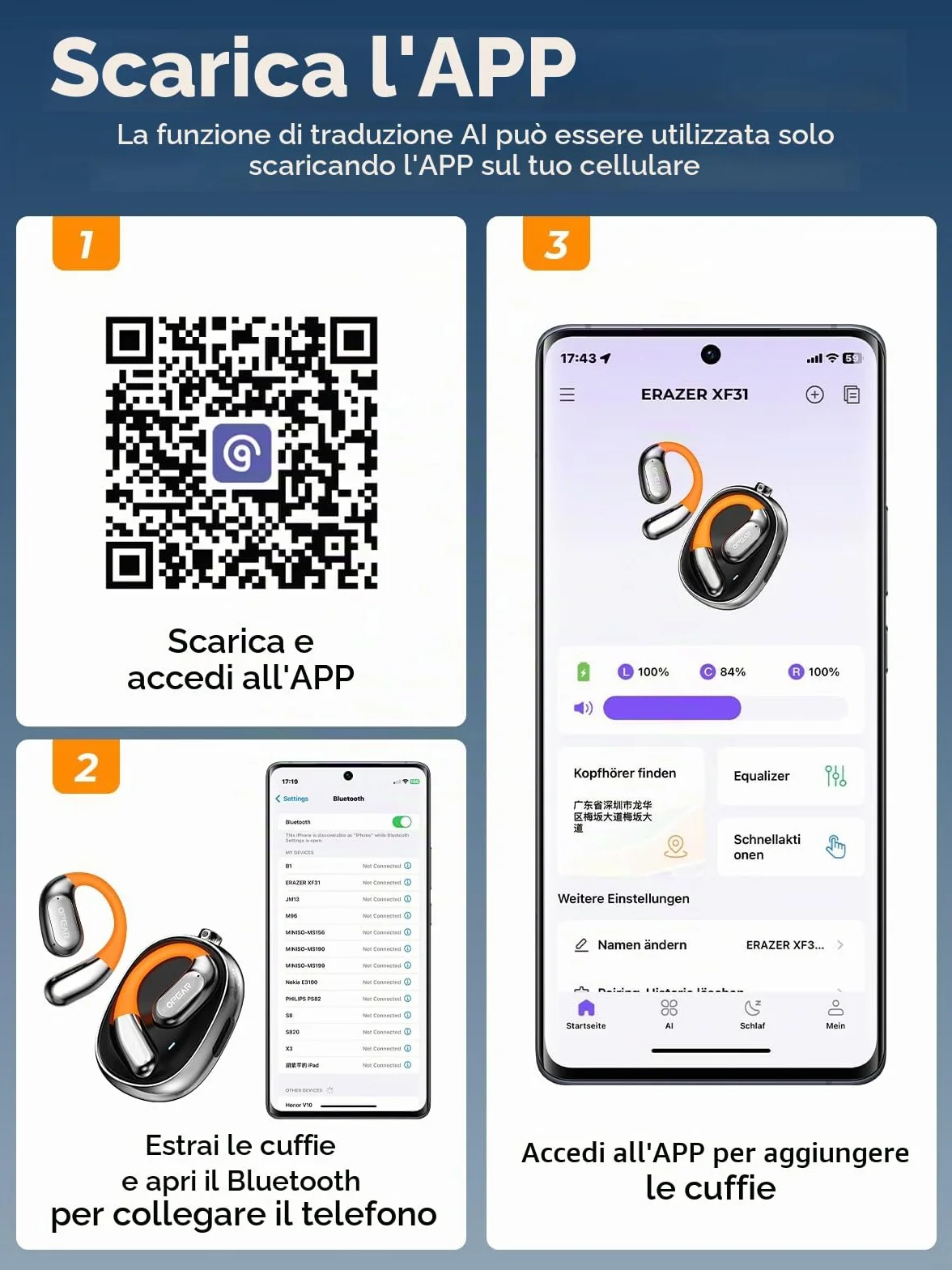 2026 AI Cuffie Traduzione Simultanea, Auricolari Traduttore Simultaneo Bluetooth 5.4, 4 in1 Traduttore Simultaneo Vocale 60 ore con ENC, 150 Lingue Auricolari Traduttori Istantanei Vocali Gratuite
