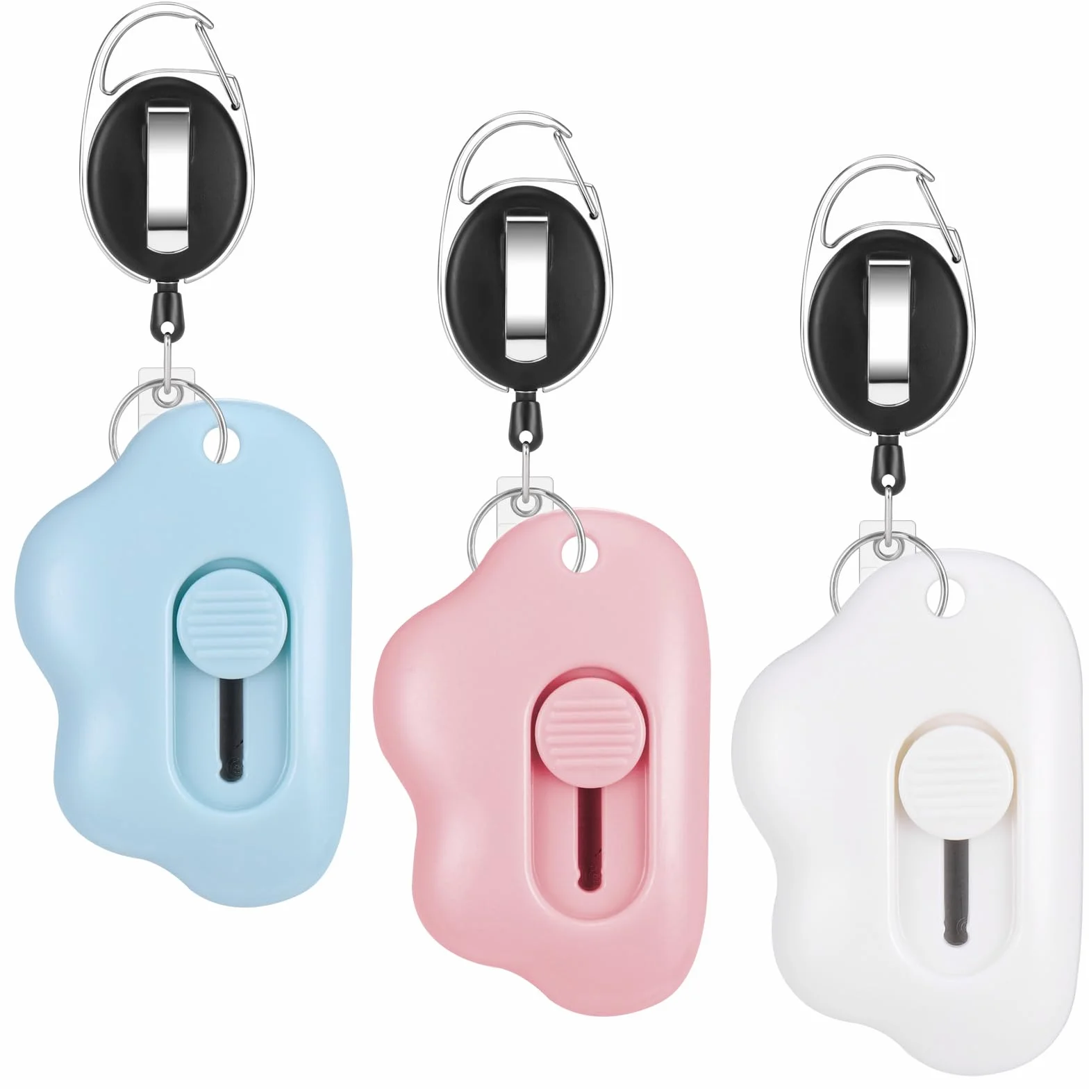 JIANTA Mini Taglierino 3 Pezzi Coltello Retrattile Portatile con Portachiavi Cutter Multiuso