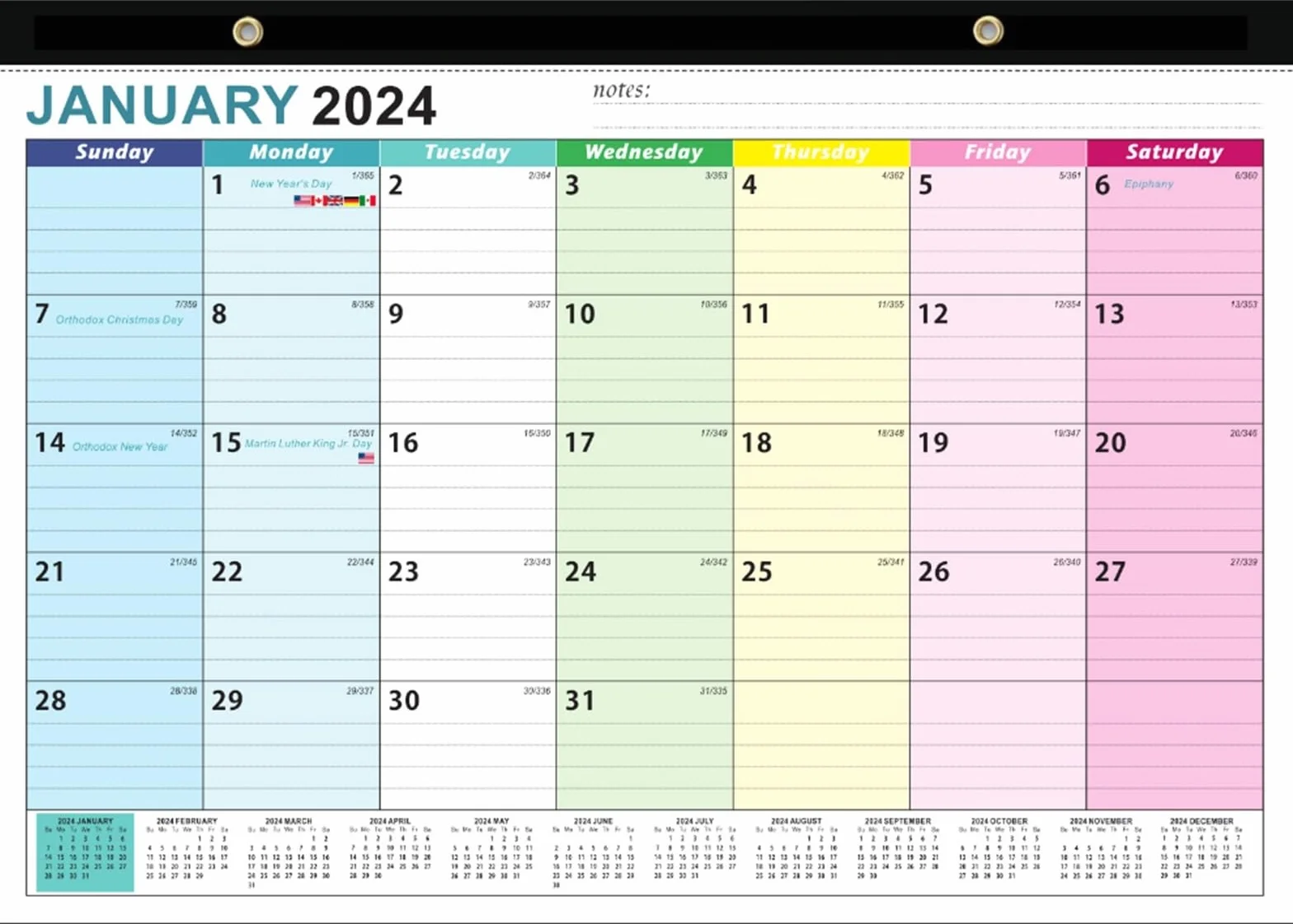 Calendario 2024 Calendario da Parete 2024-2025, dal 2024 A Giugno 2025, 18 Pianificatori Mensili Calendario da Parete per Famiglie Calendario da Scrivania (Color : C, Size : 3pcs)