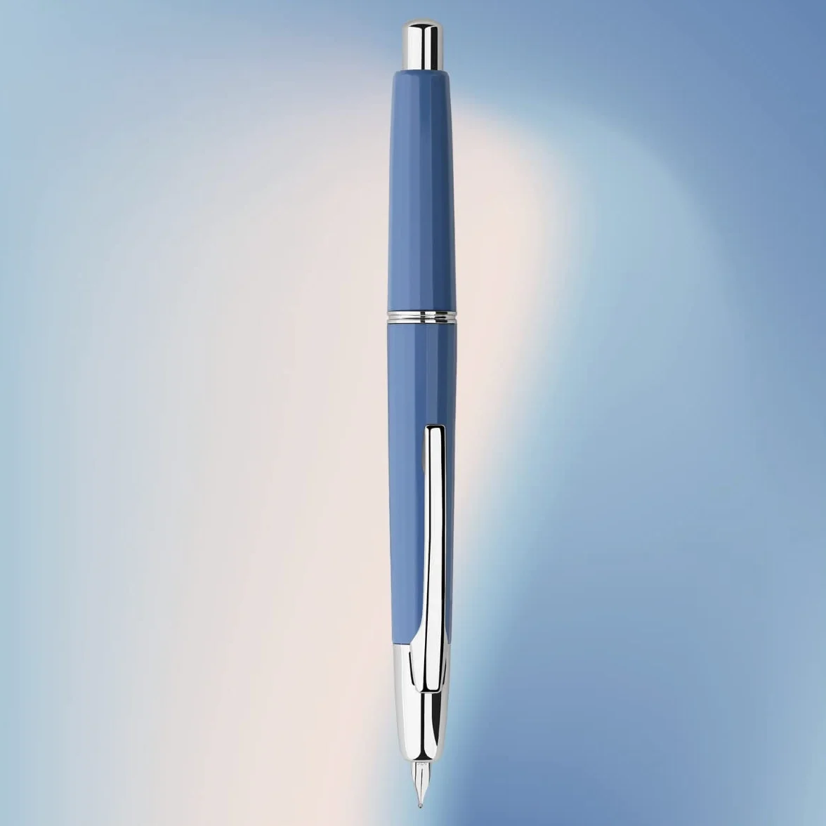 erofa Majohn A2 Press Penna Stilografica Extra Fine pennino con scatola, penna a inchiostro in resina blu retrattile con set di penne da scrittura Converter (Versione Clip Argento)