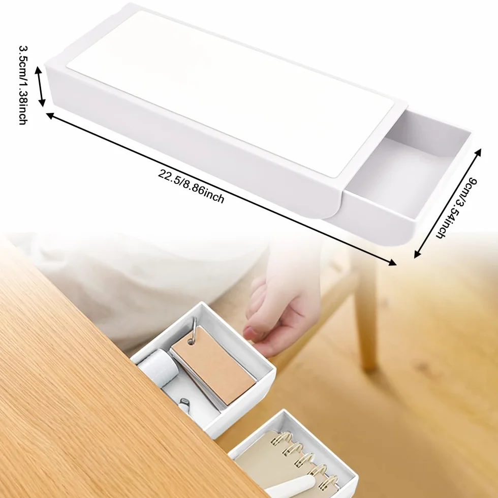 Cassetto Autoadesivo Scrivania Organizer Nascosto Sotto Tavolo 2 Pezzi per Ufficio Casa Scuola