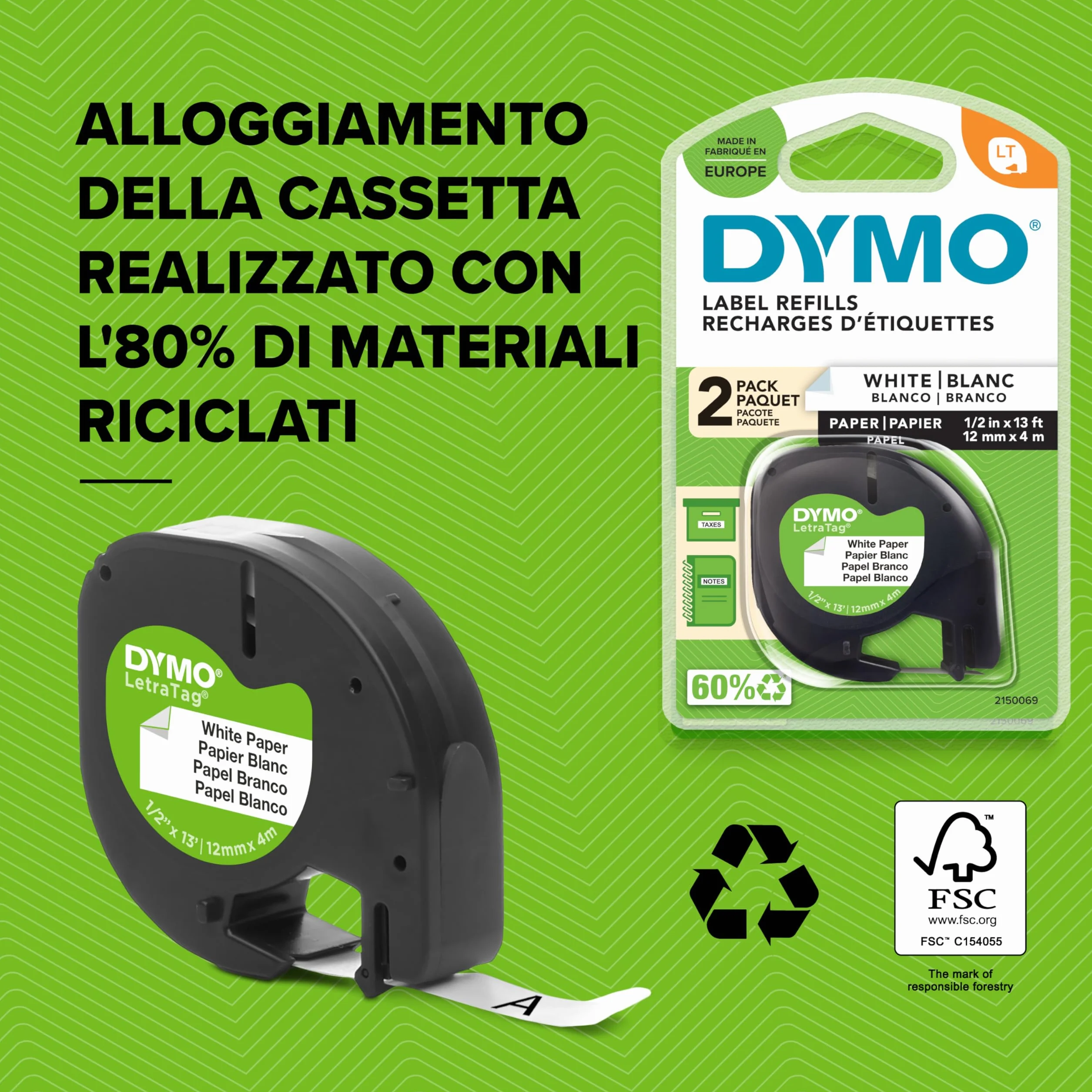 DYMO LetraTag LT-100T Etichettatrice palmare con tastiera ABC e display LCD 13 caratteri