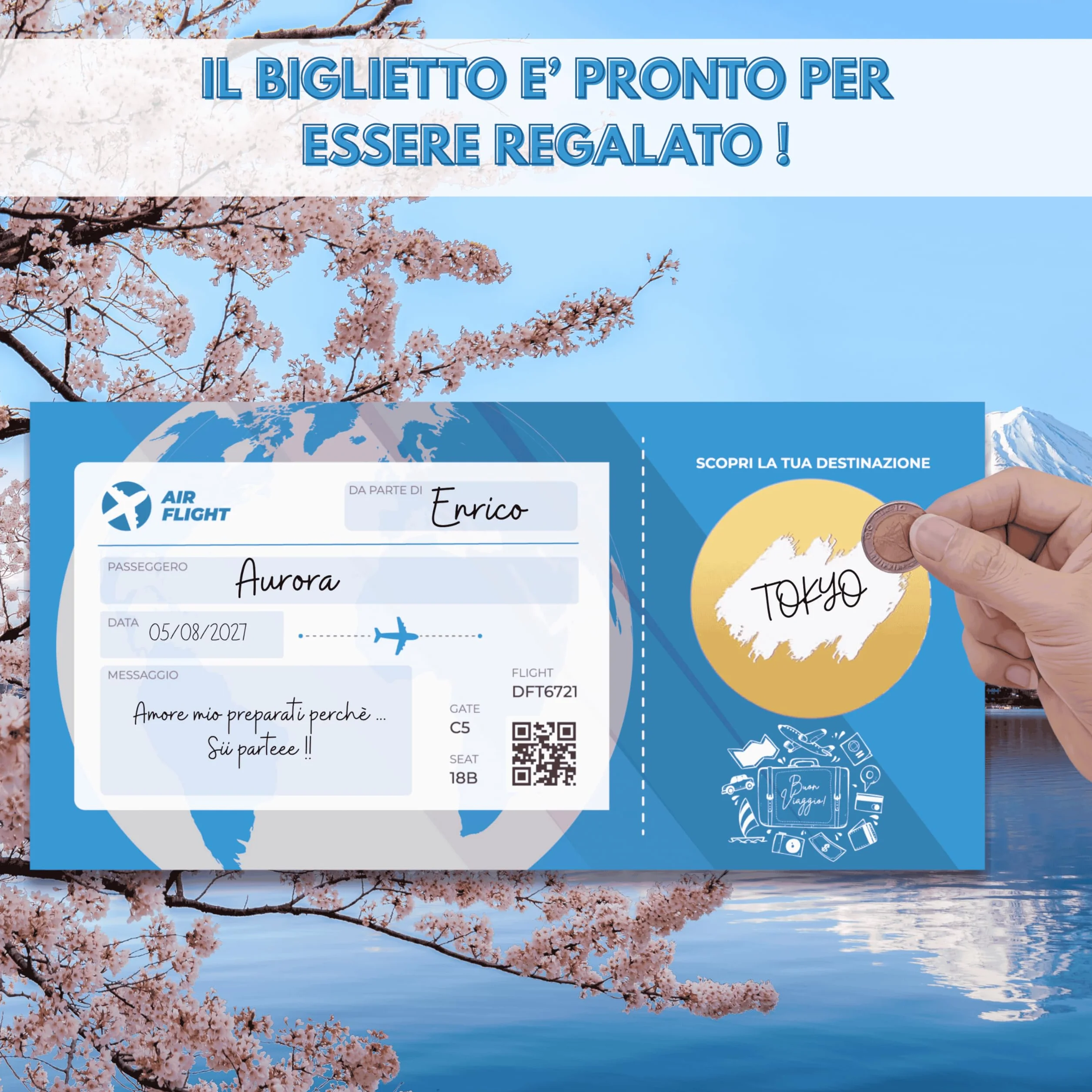 Biglietto Aereo Finto Regalo - Biglietto Viaggio Sorpresa con Busta Inclusa Stile Vintage e Moderno