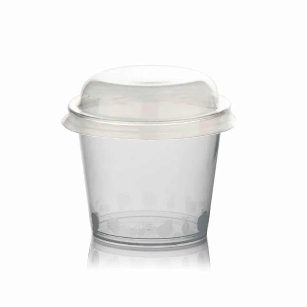 Coppette di Plastica CC 150 con Coperchio per Yogurt Gelati Trasparenti Colorate PZ 200