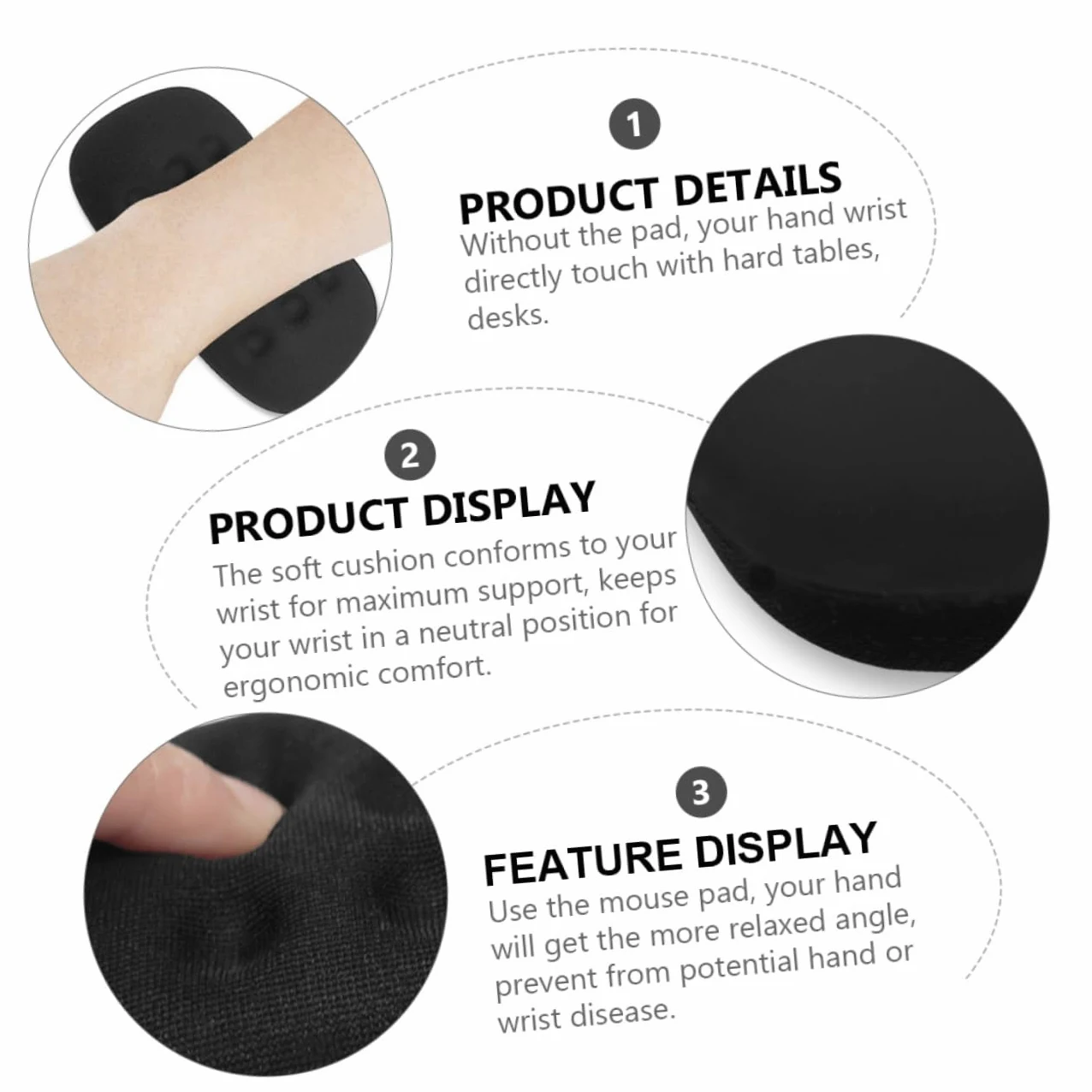 Angoily 3 Pezzi Tappetino Ergonomico per Poggiapolsi per Memory Foam con per Ufficio Comfort per Lavoratori e Gamer Antiscivolo e Resistente