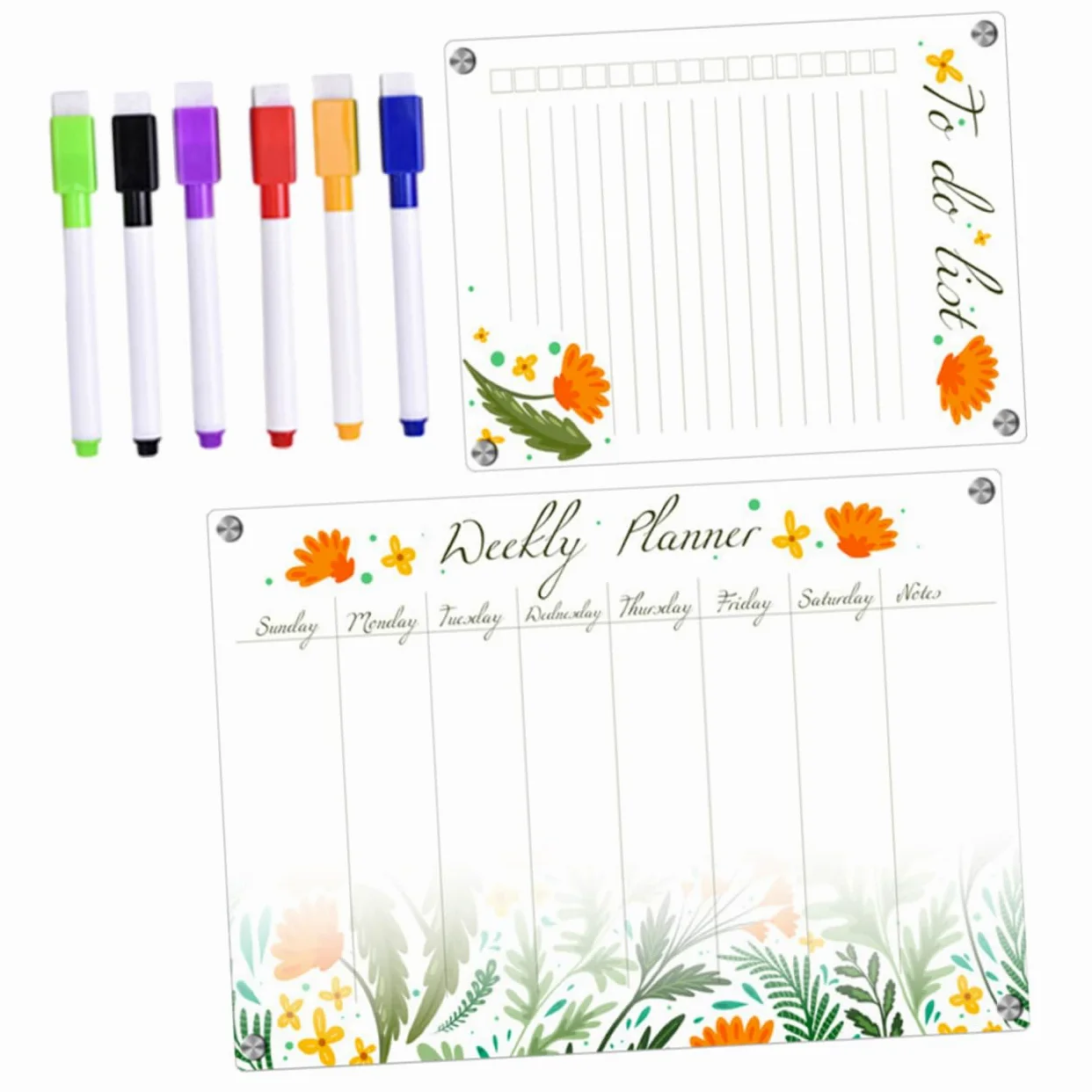Housoutil Planner Magnetico Frigorifero in Acrilico Trasparente Riutilizzabile e Portatile Calendario Settimanale e Spazio per Messaggi per Pianificazione Quotidiana e Condivisione
