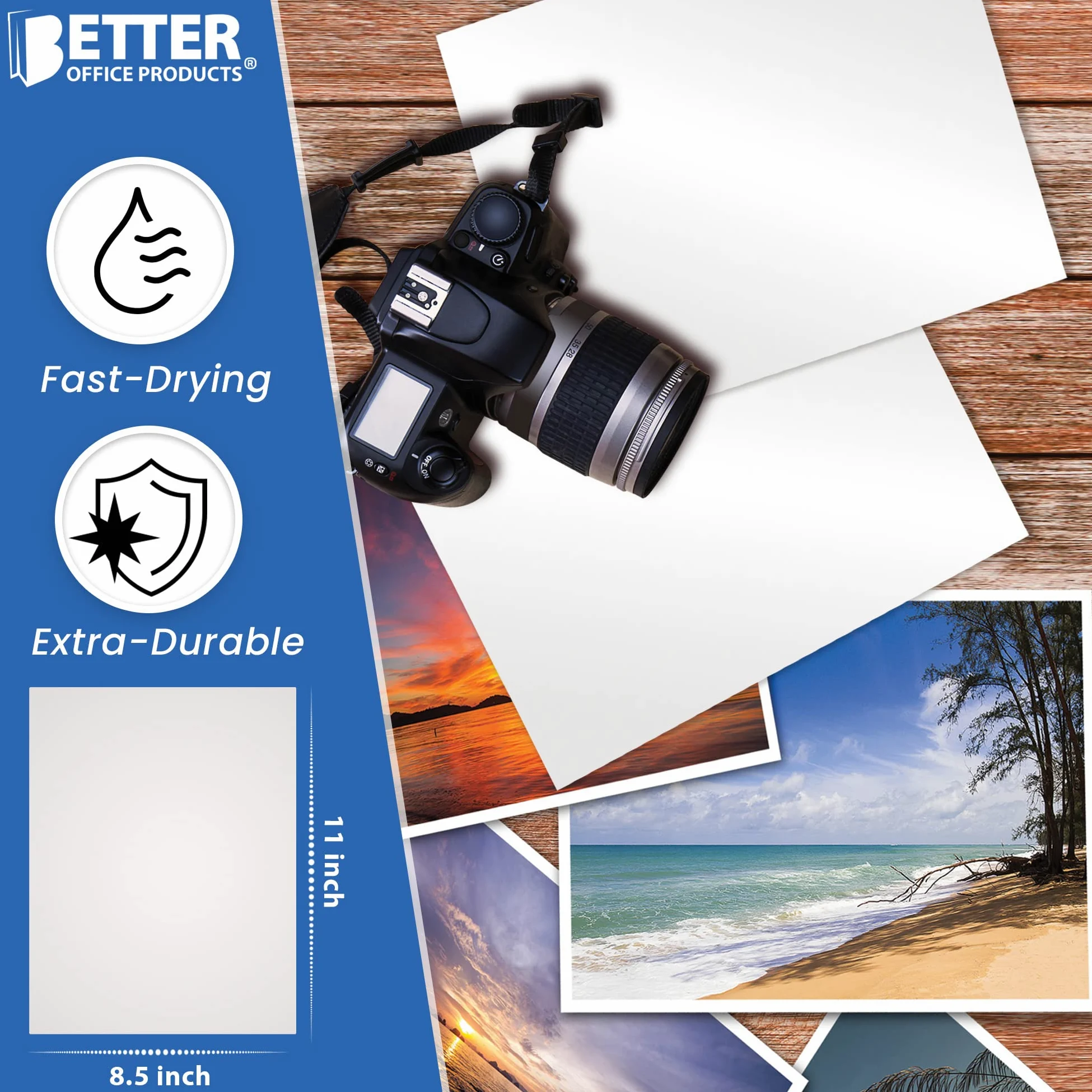 Better Office Products Carta fotografica lucida, 21,9 x 27,9 cm, 100 fogli, 200 g/m², formato lettera, confezione da 100