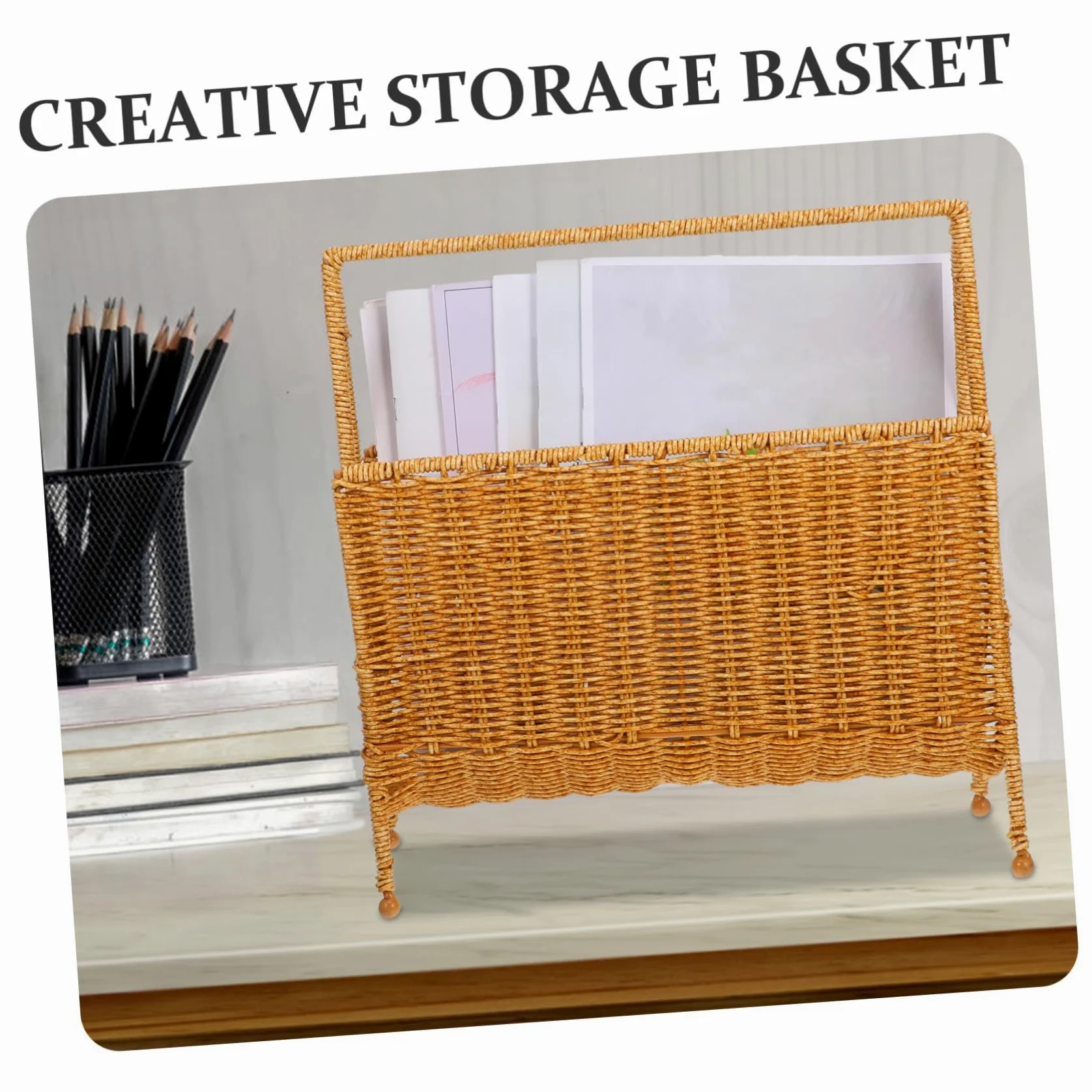 ULTECHNOVO Portaoggetti Rattan per Riviste Design e Spazioso e Bagno per Libri e Riviste