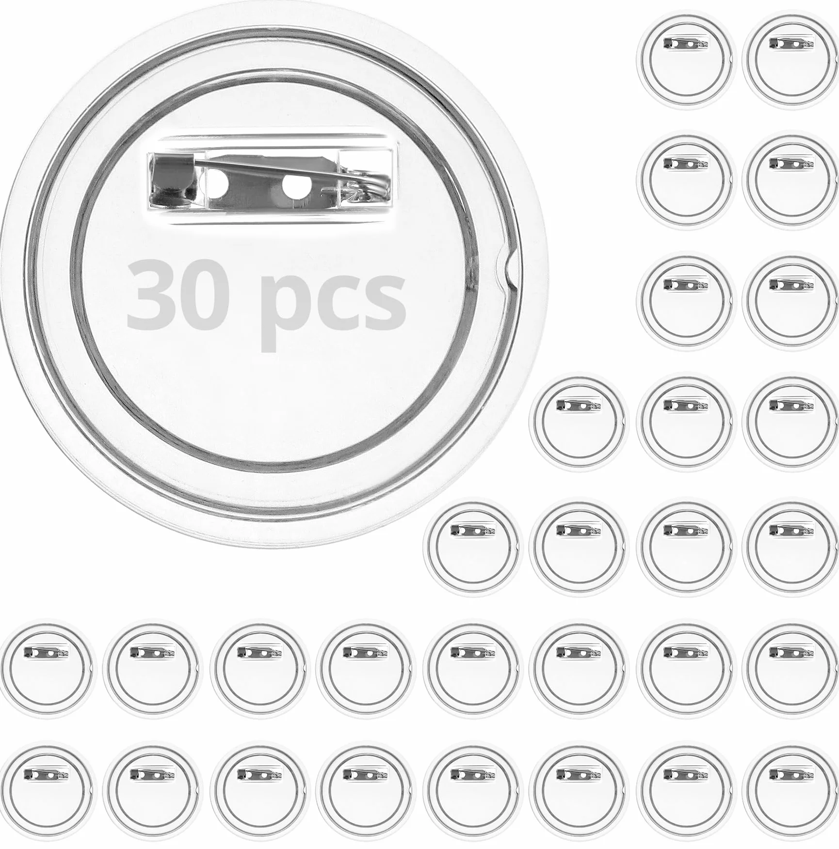 QWORK 30 Pezzi Spille Personalizzabili 60mm Acrilico Trasparente per Decorazione