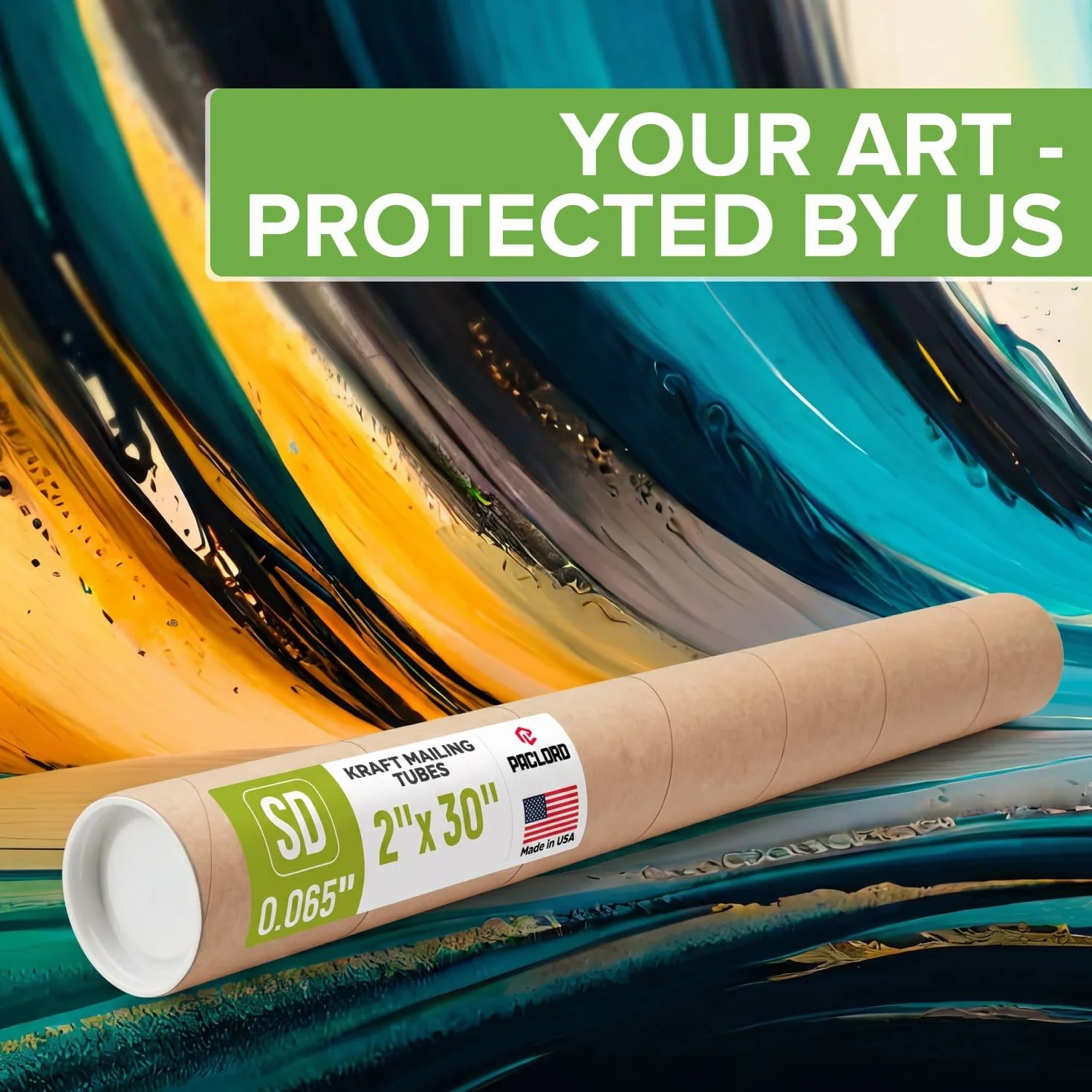 Tubo per spedizioni in carta kraft, 5,1 x 76,2 cm, 6 tubi, 12 tappi | Tubo di cartone approvato USPS per la spedizione e la conservazione di poster, stampe, opere d'arte e documenti
