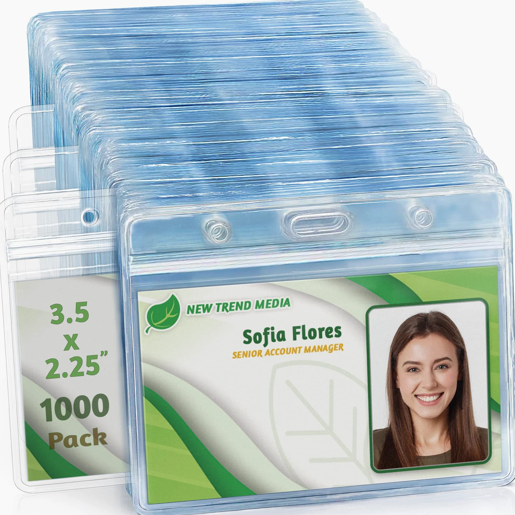 EcoEarth - Porta badge orizzontale in plastica, 2,25 x 3,5 mm