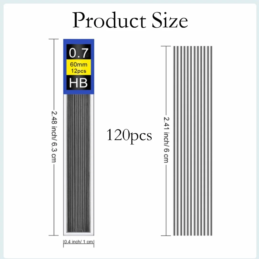 120 Pezzi Ricariche Mine 0,7 Mm Hb Infrangibili Per Portamine