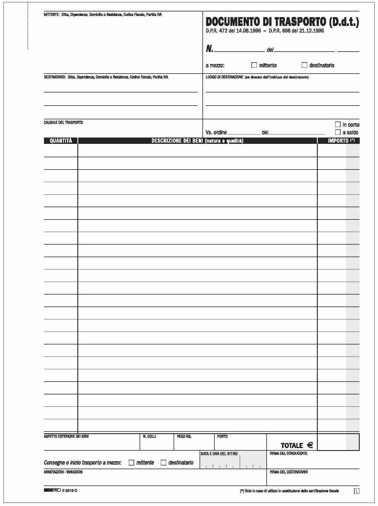 Edipro EX-D101S Blocco documento di trasporto 50 x 2 autoricalcante 29.7 x 22