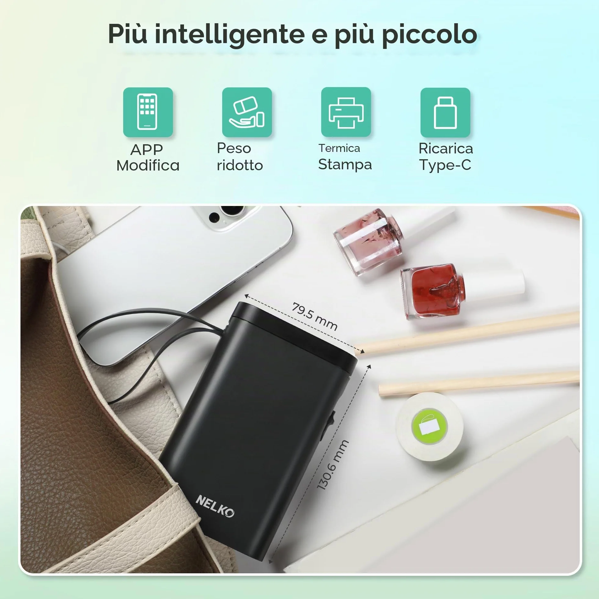 Nelko P21 Etichettatrice Bluetooth Mini Stampante Portatile Nero
