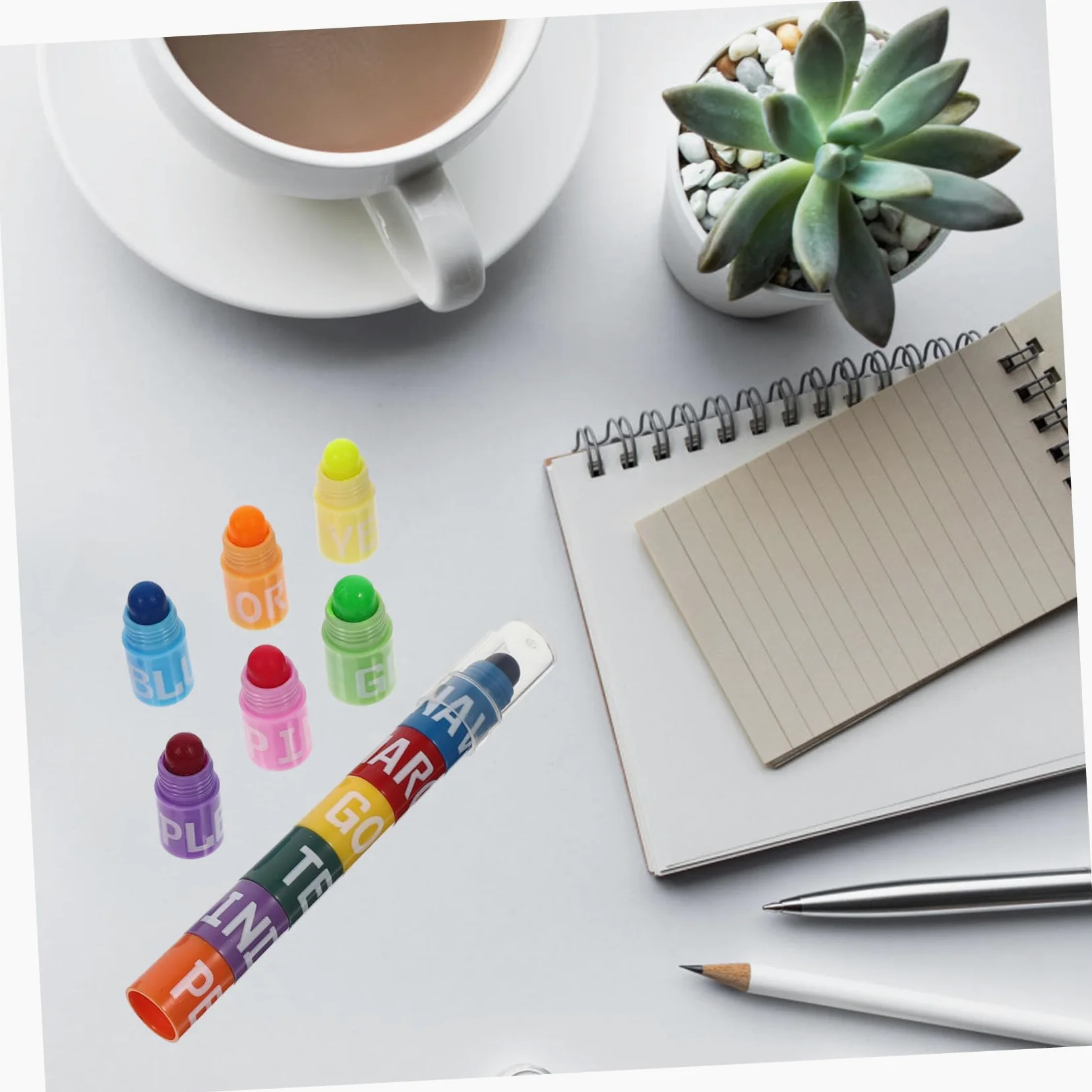 GALPADA 6 Set Evidenziatori Colorati per Studenti Penne Fluorescenti con Design Splicing per Scuola Studio e Lavoro per Note e Scrapbooking