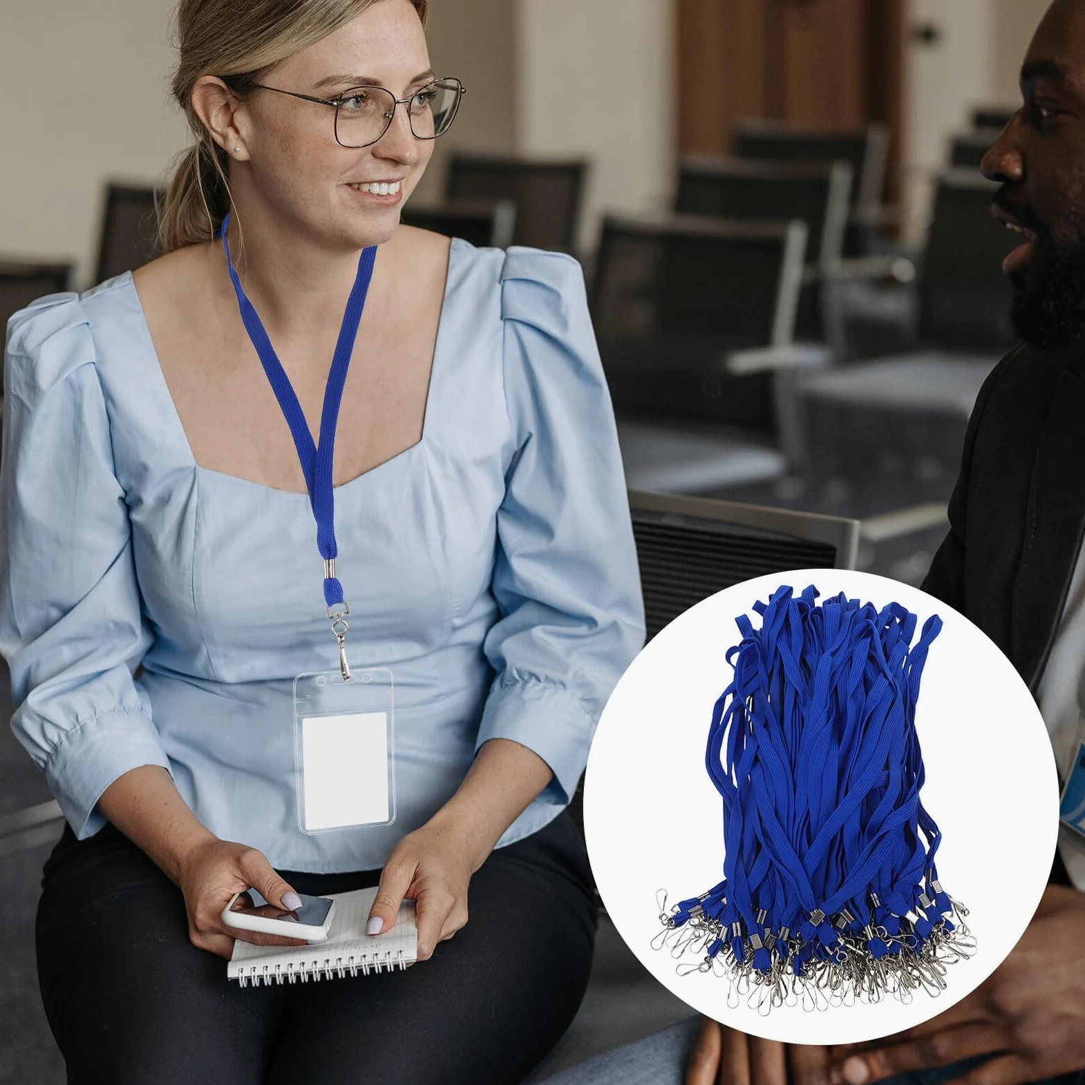 100 pezzi Laccio da Collo Porta Badge con Clip Resistente per Id Card e Tessere Cordino Professionale Leggero e Sicuro per Scuola Ufficio Eventi