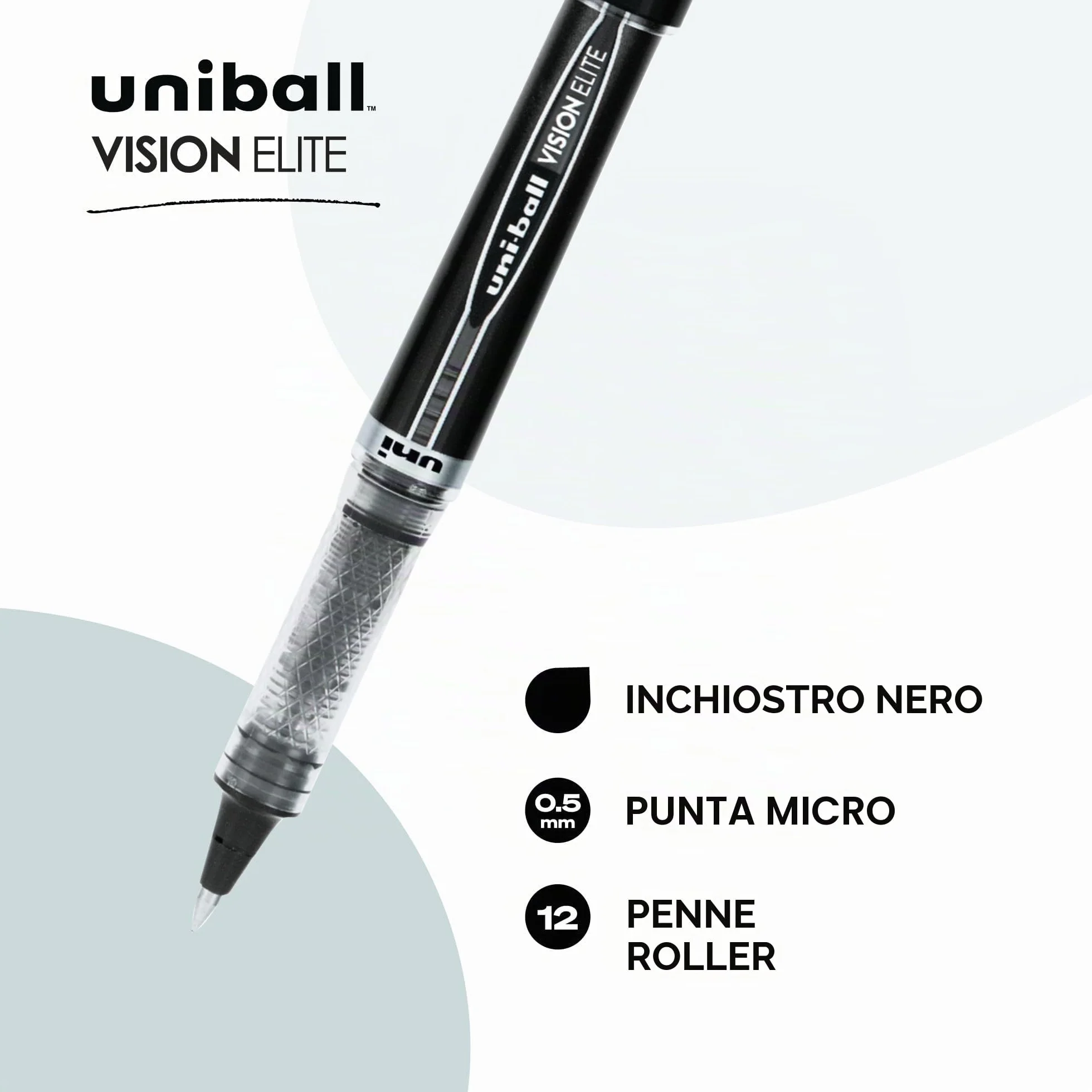 Vision Elite Roller Ball Stick Waterproof Pen Black Ink, Super Fine