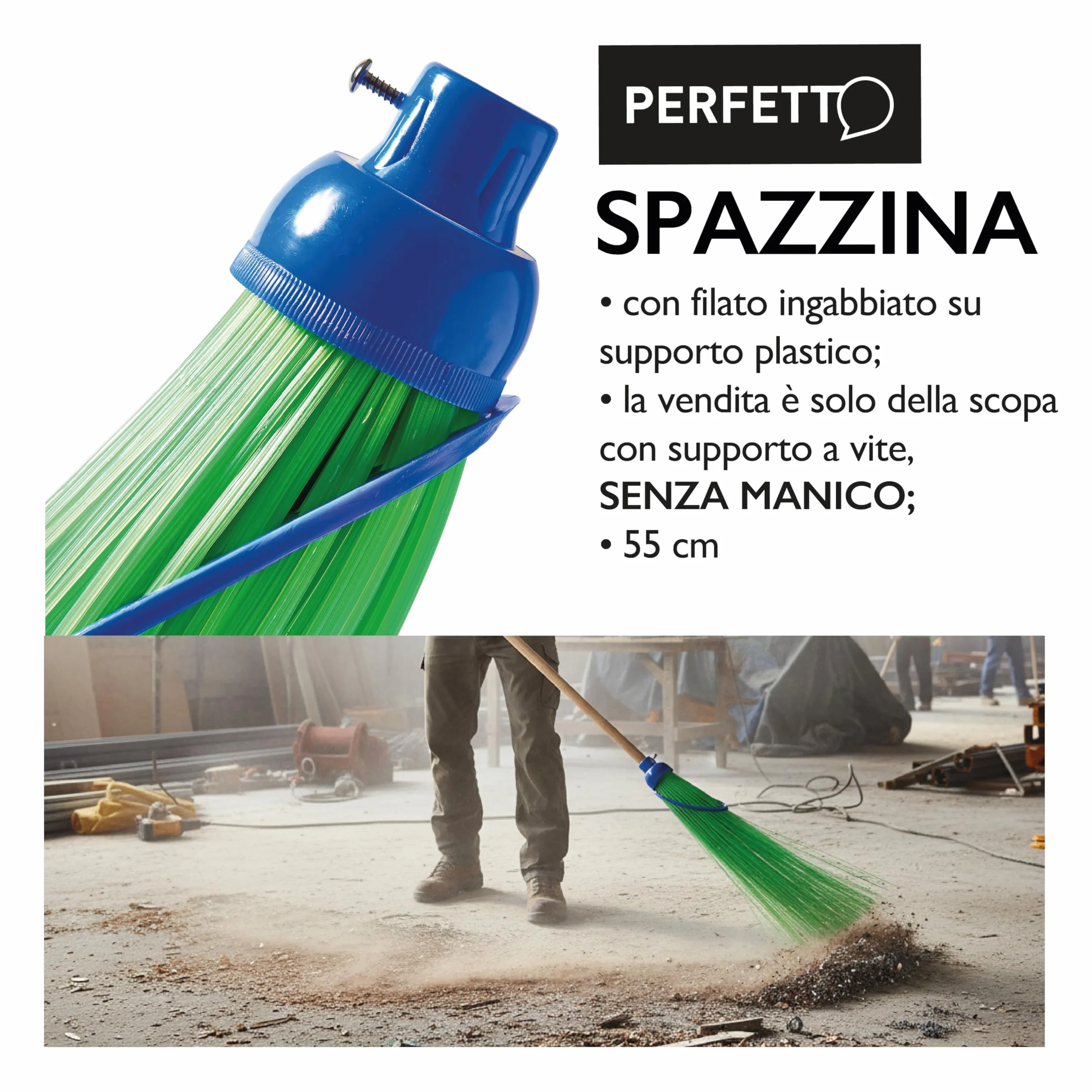 Perfetto Scopa Spazzina Senza Manico 55 cm do Giardinaggio