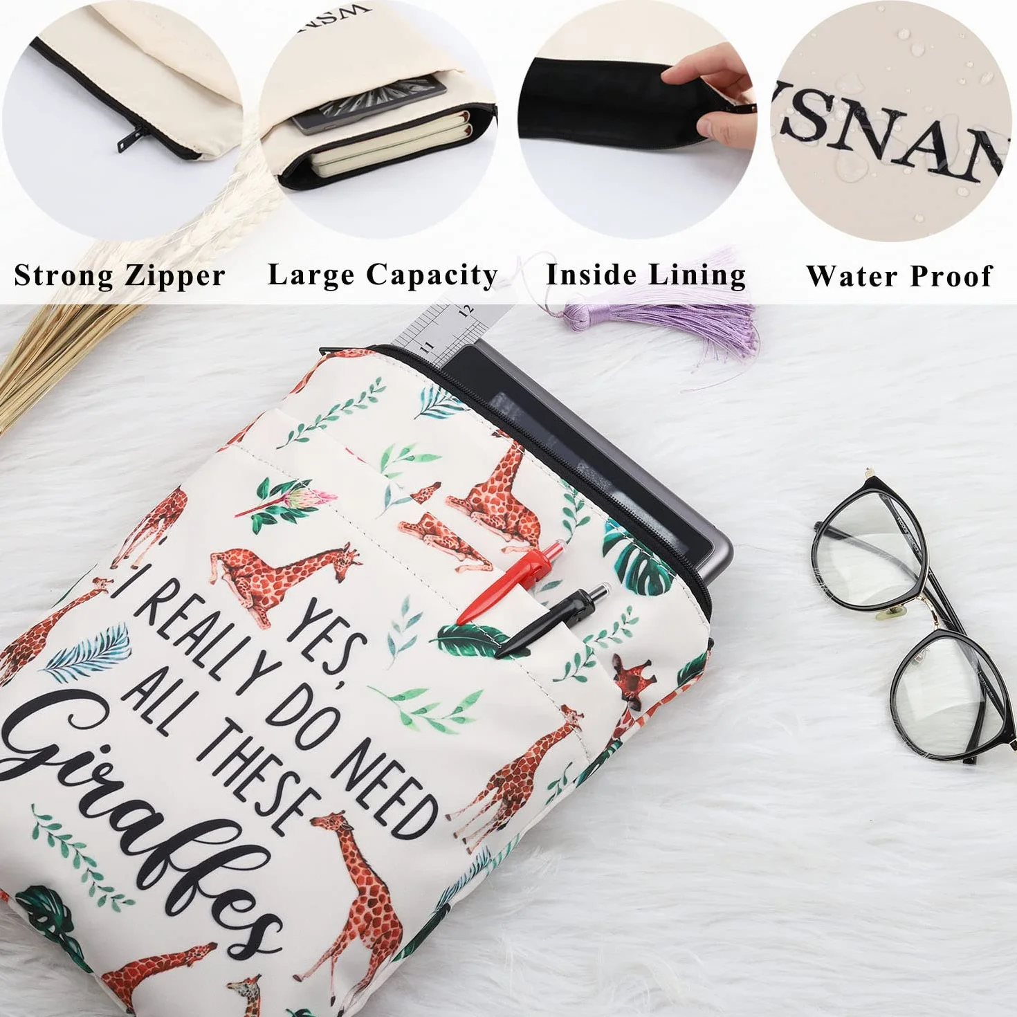 Regalo giraffa amante animali, PLITI I Really Do Need All These Giraffes Book Sleeve per donne