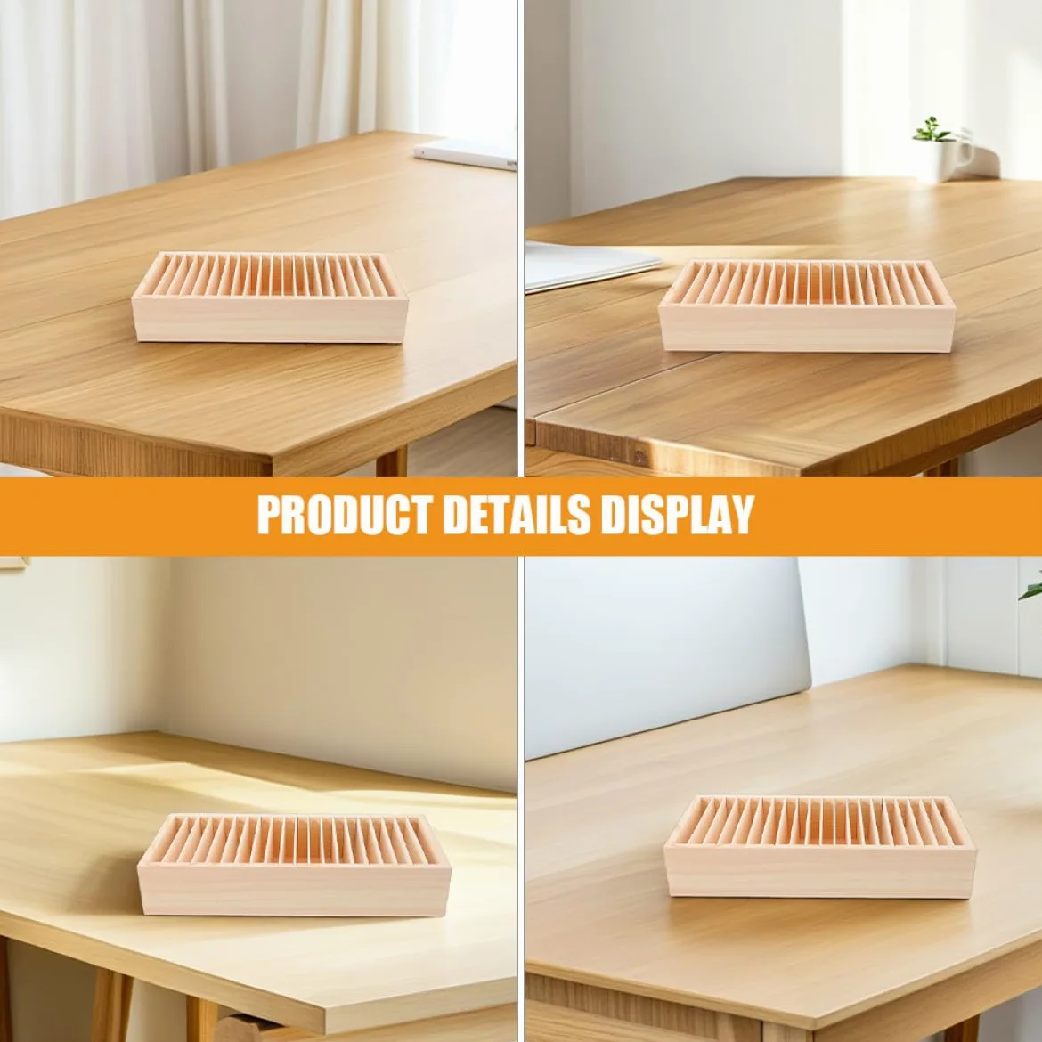 Yardwe Portabiglietti da Visita in Legno 2 Pezzi Struttura Staccabile e Design Multi-scomparto per Organizzare e Conservare Carte da Visita, per Ufficio e Casa
