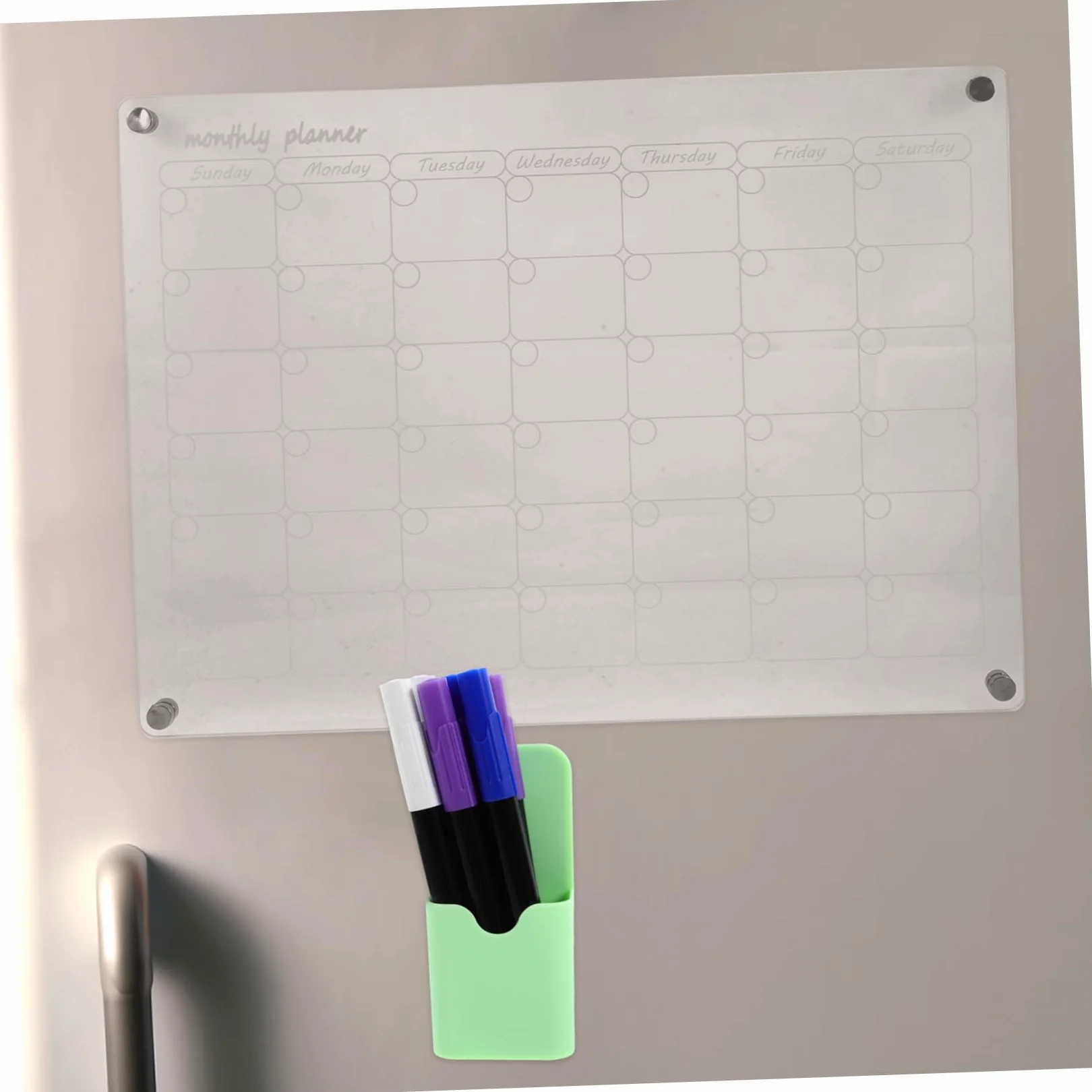 VILLCASE Calendario Magnetico per Frigorifero Cancellabile Secco Lavagna per Scrivere Pianificatore dei Pasti Trasparente Doppia Funzione per Organizzare la Pianificazione Settimanale