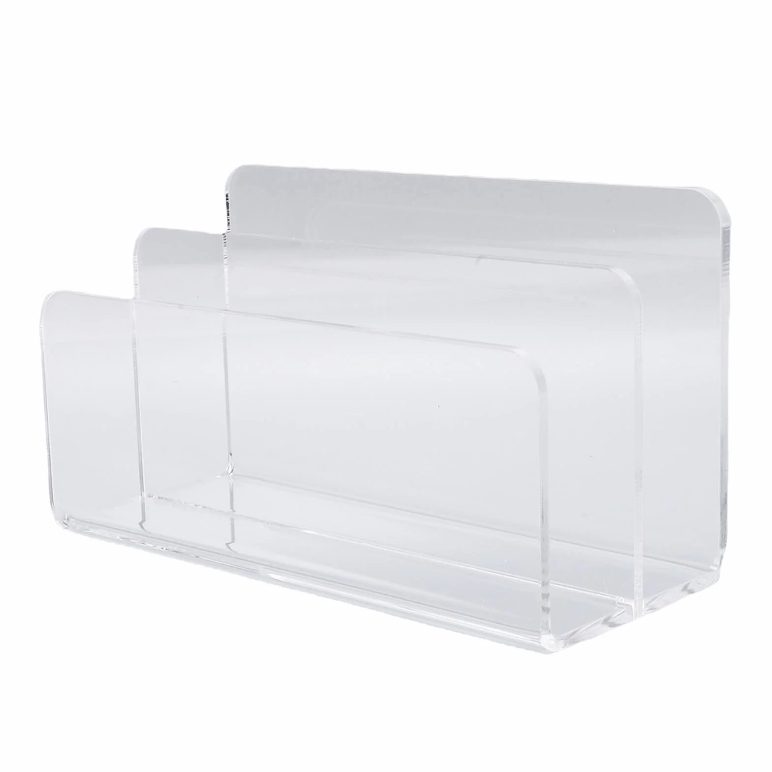Raccoglitore posta acrilico trasparente 2 scomparti per scrivania, base antiscivolo 17,5x7,5x9,5 cm