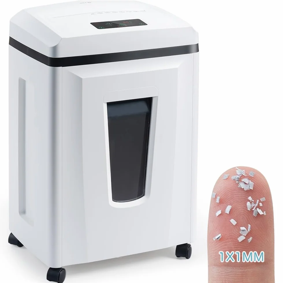 Kalopsia Distruggidocumenti Microframmenti: 1*1mm P7 Alta Sicurezza 6 Fogli Tritadocumenti Ufficio Casa 56dB Tritacarta Professionale per Carte di Credito Graffette CD/DVD 25min Autonomia 23L Cestino