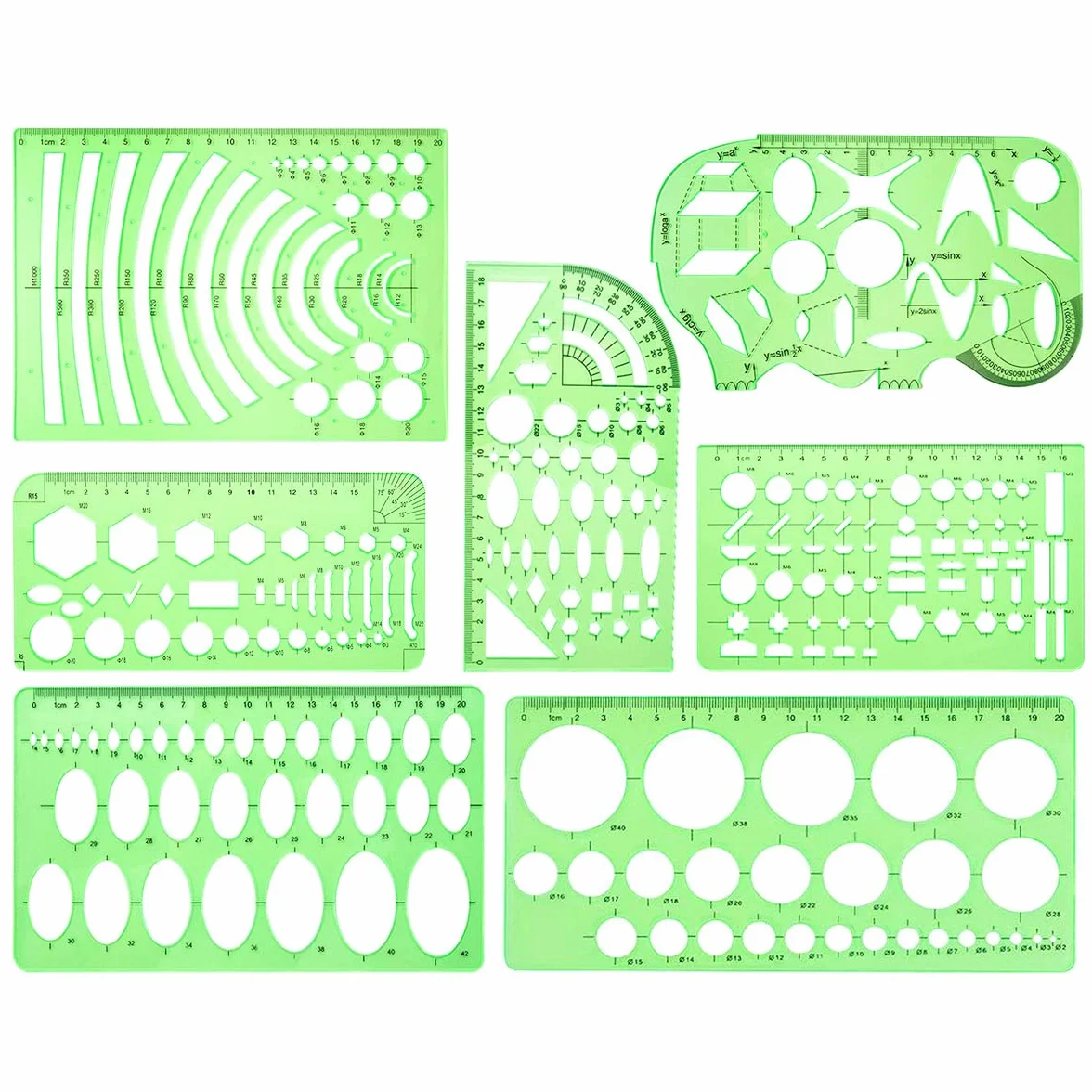 11 Pezzi Modelli di Disegni Geometrici per Disegno Ingegnere Materiale Scolastico