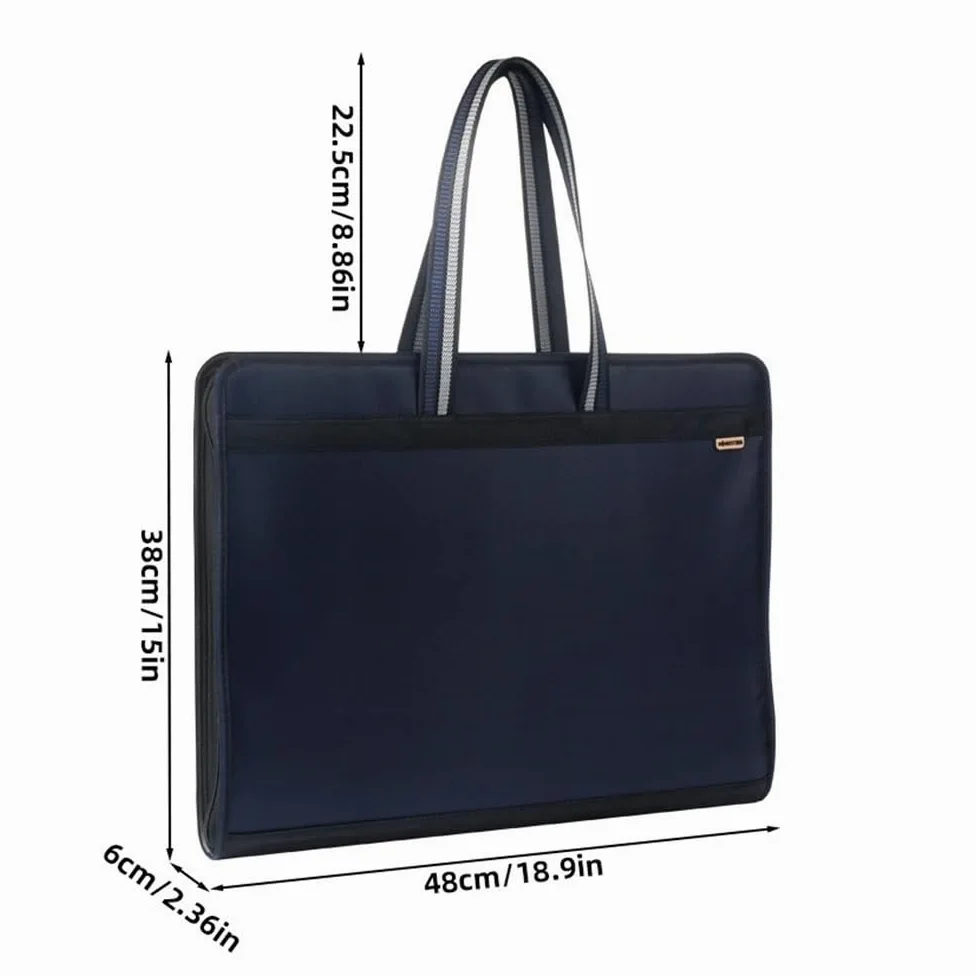 Cartelle Documenti Cartella A3 Borsa Multistrato di Grande capacità Pacchetto Artistico Borsa portaoggetti con Cerniera in Tessuto Oxford Cartelle Documenti(Blue)