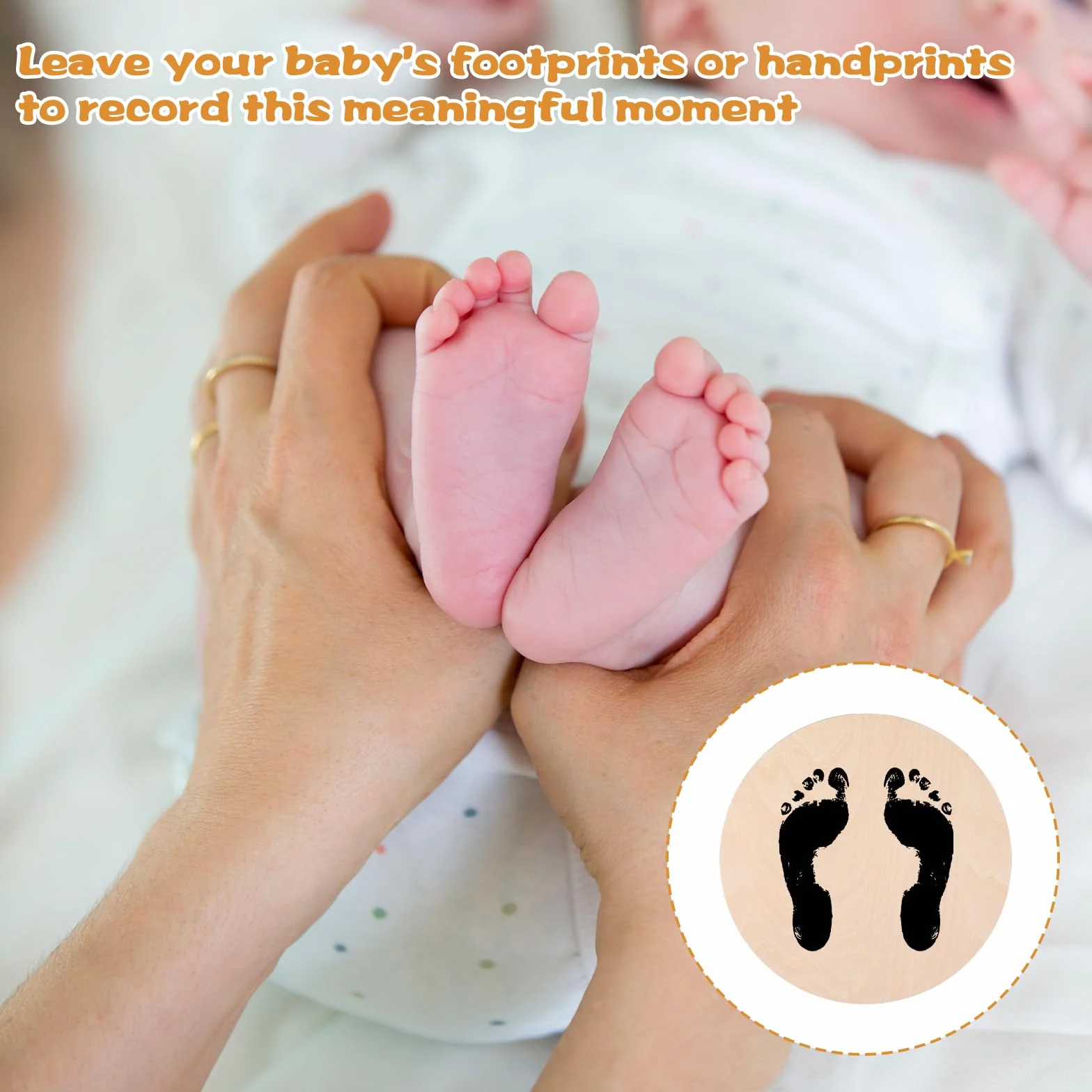 Nogeqi Biglietti miliari bianchi per bambini legno Hello World neonati rotondi genitori incinte