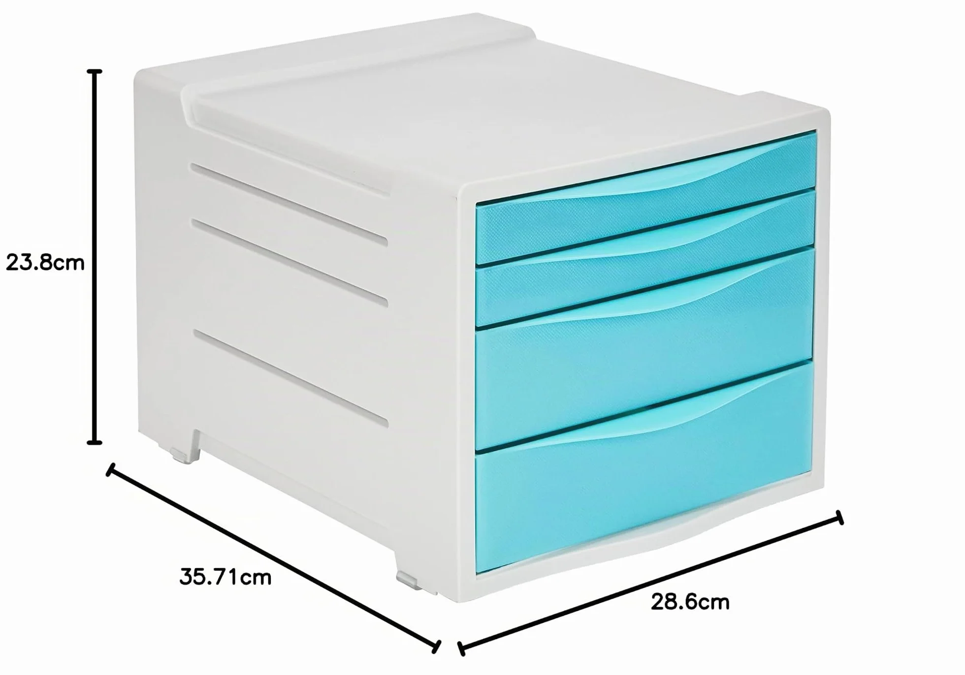 Leitz Esselte Organizer / Cassettiera da Scrivania con 4 Cassetti per Riporre Fogli, Documenti e Penne, Utilizzabile a Casa e in Ufficio, Gamma Colour'Breeze, 281 mm x 244 mm x 365 mm - Blu