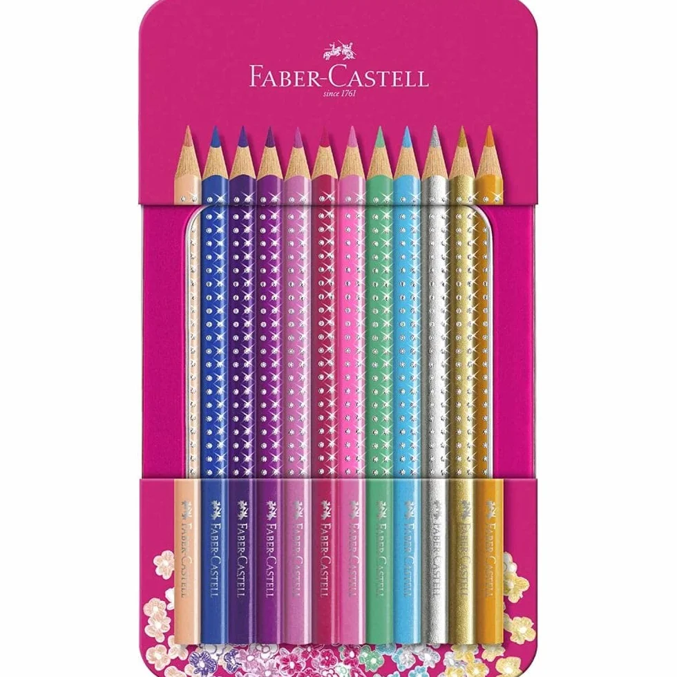 Faber-Castell Sparkle 12 pezzi matite colorate triangolari in astuccio metallico