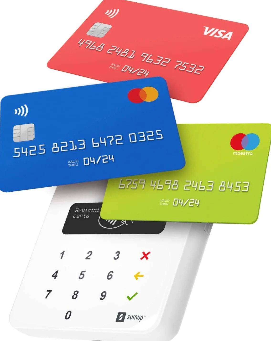 Lettore di carte SamUp Air Dispositivo POS portatile contactless per pagamenti con carta di debito, credito, Apple Pay, Google Pay